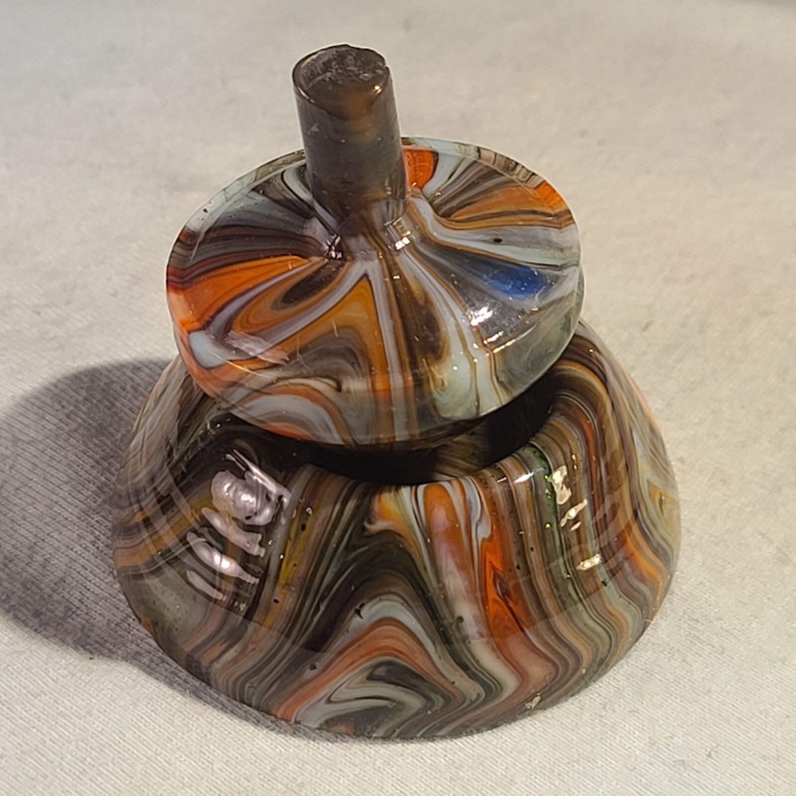 ANDY DAVIS, Glass Art Spinning Top & Base, Tom Jinks Run (?), #259A