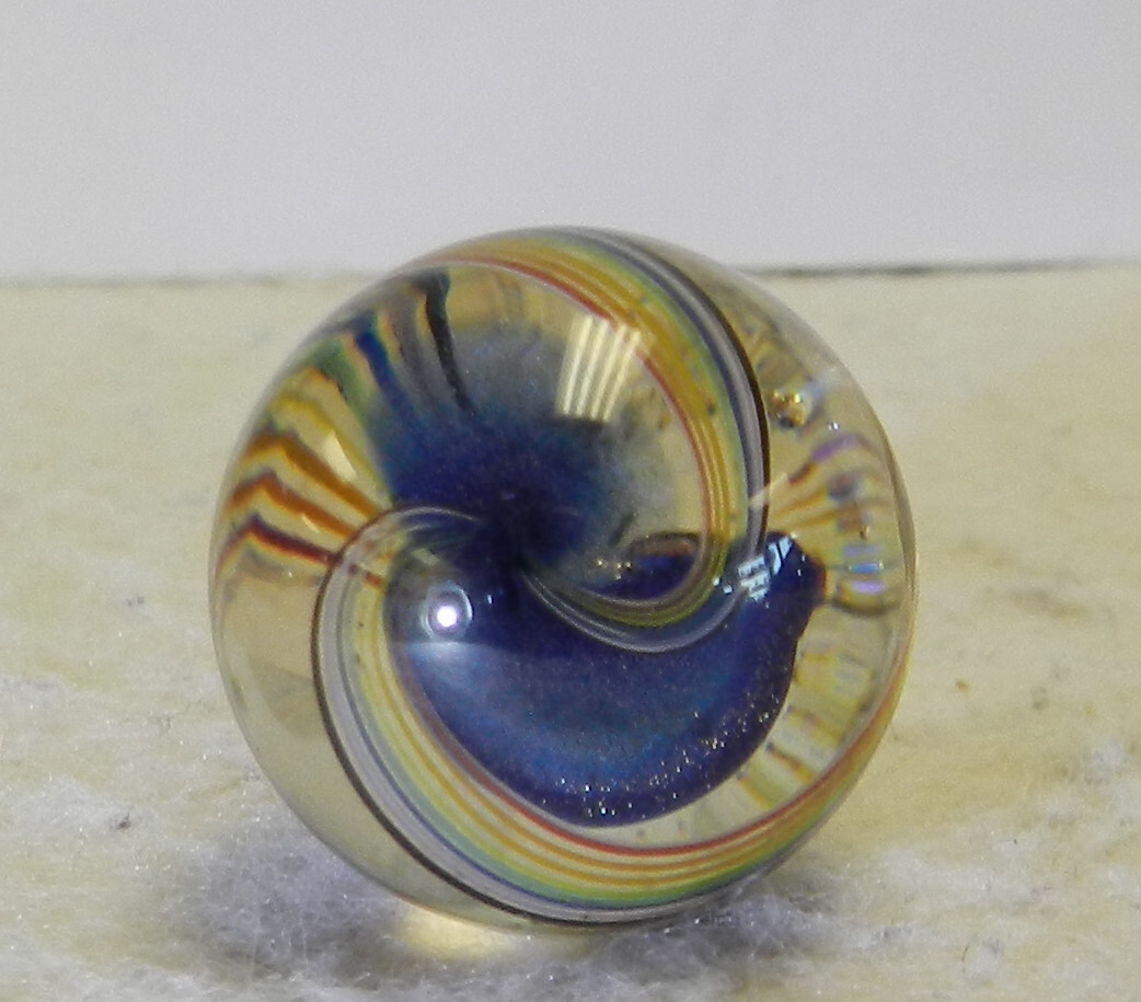 #15704m Nice Handmade Contemporary Wald Glass Marble With Lutz .79 In 1994 Mint