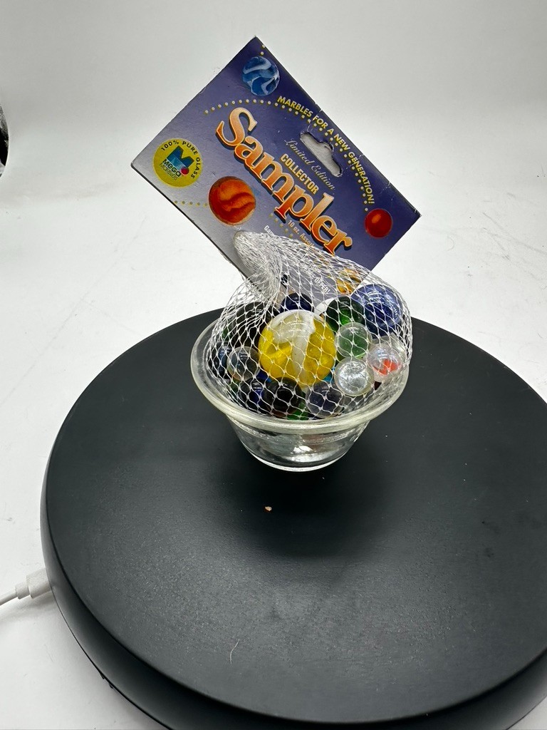 Vintage Glass Mega Marbles Collector Sampler Marbles 10 Oz NOS Net Bag