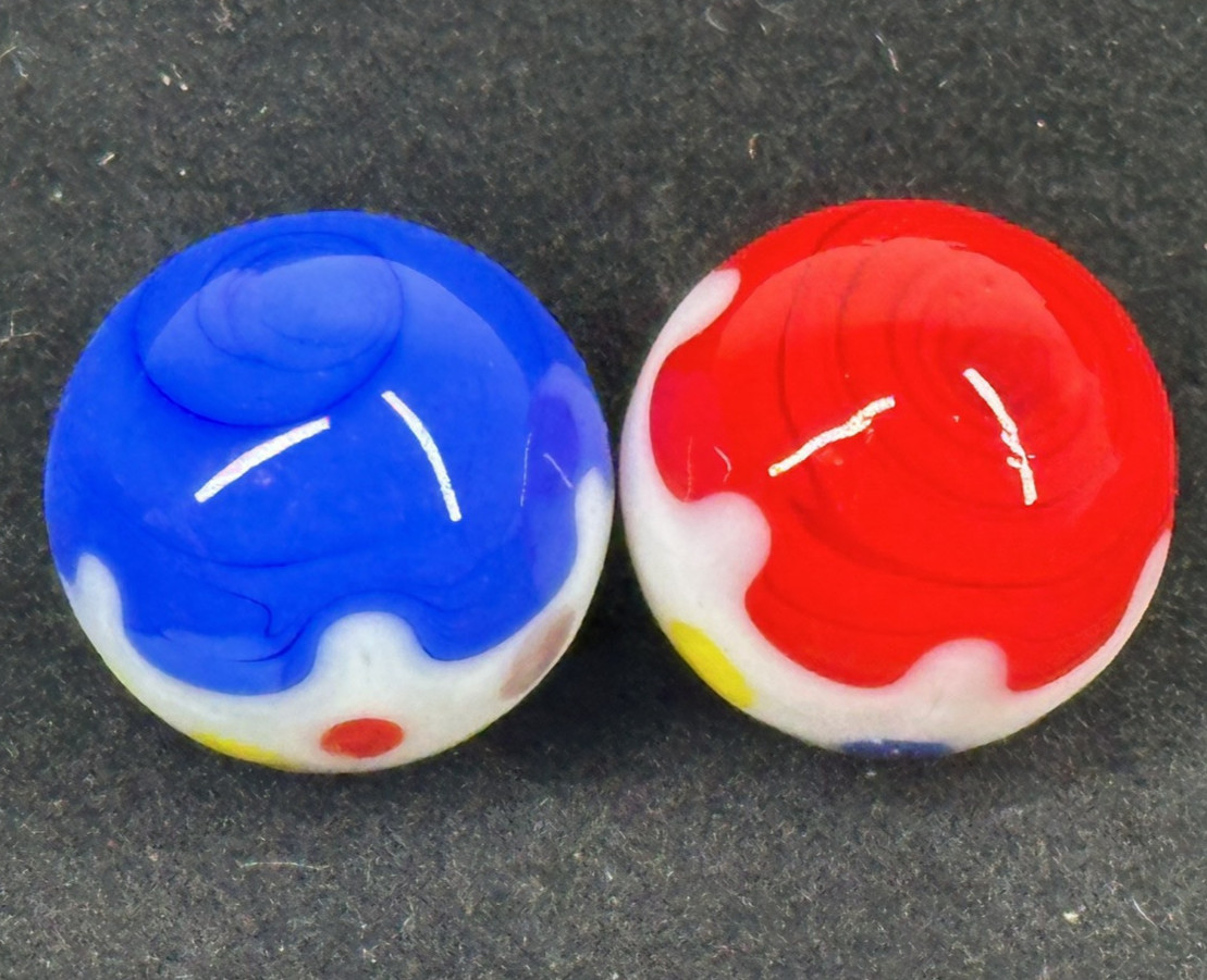 (2) CUPCAKE with Sprinkles 16mm Handmade Art Glass Marbles