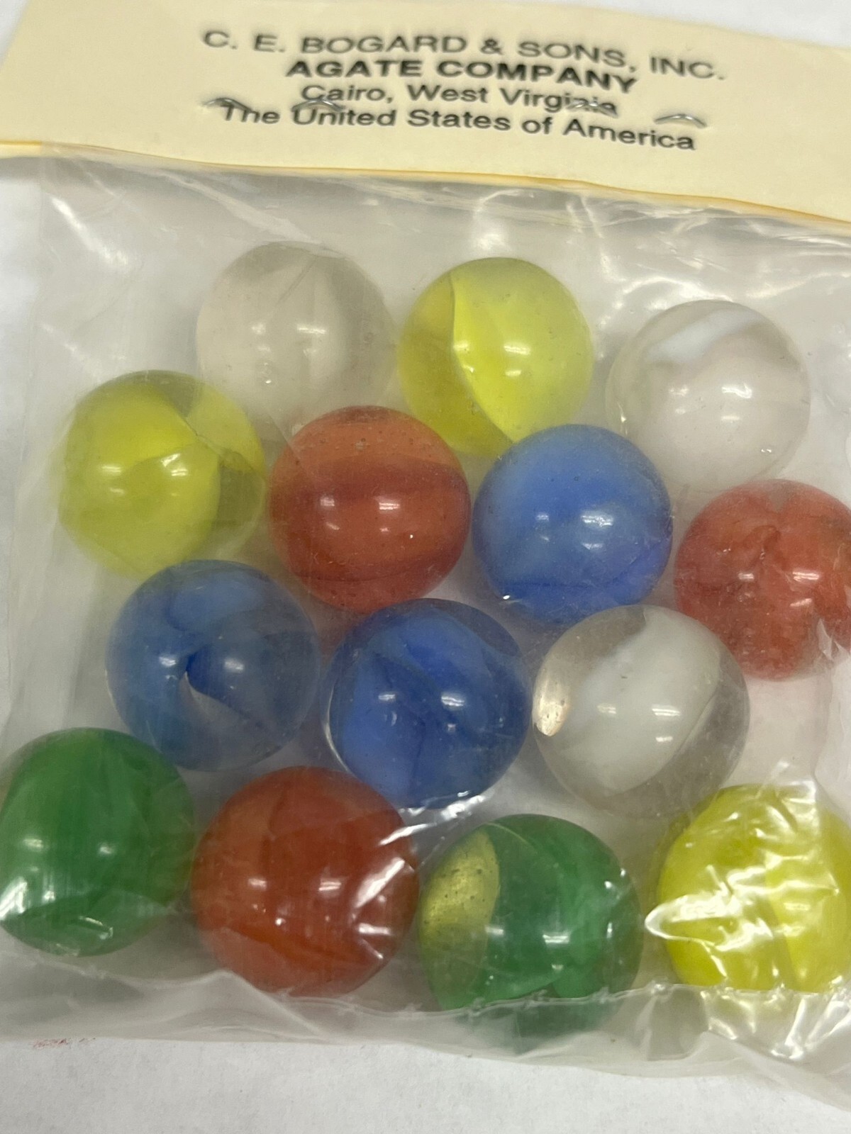VTG Cat Eyes Glass Marbles C.E. Bogard & Sons Agate Company 14 Count