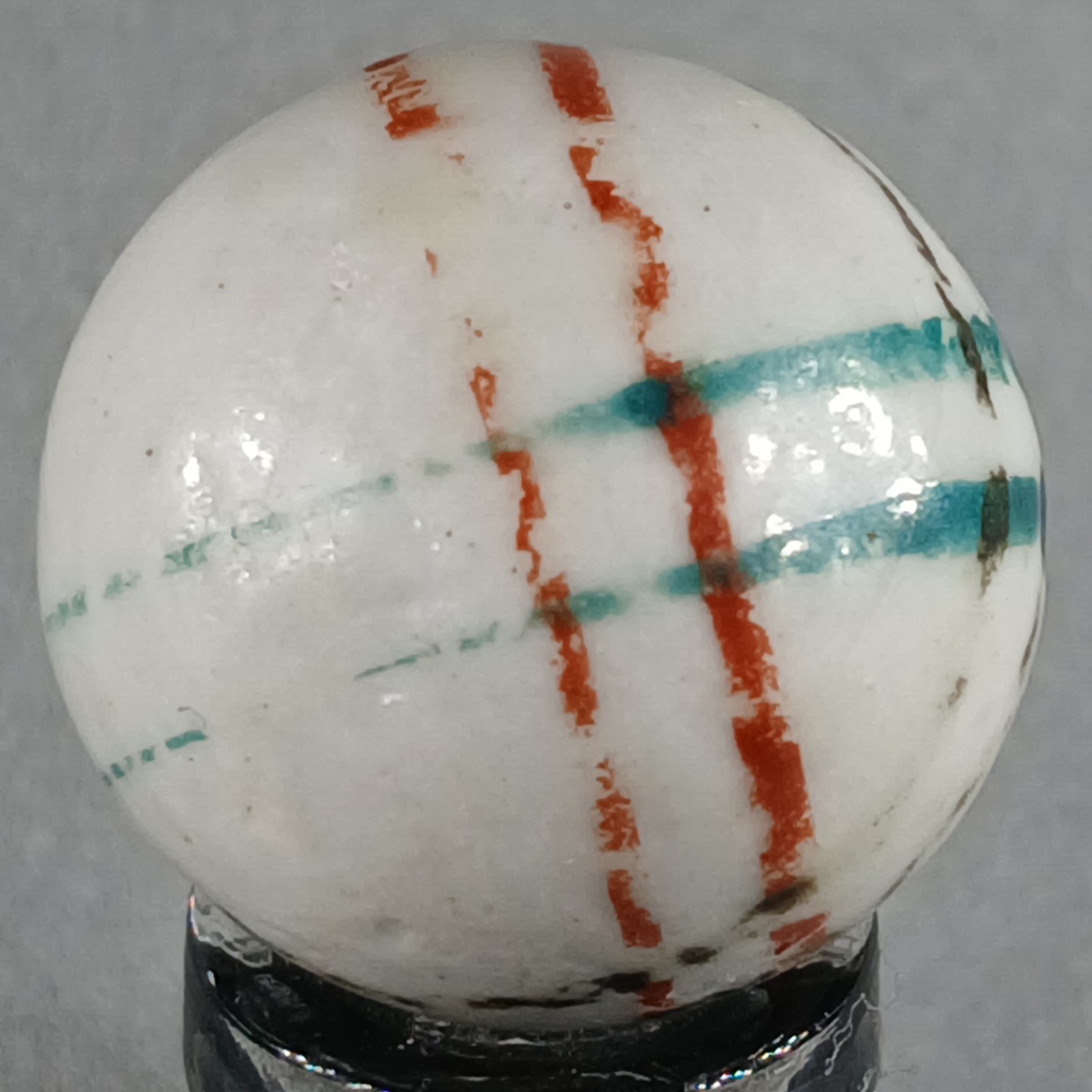 Vintage German Handmade China Glazed Lined Marble .67 Inches NM Condition