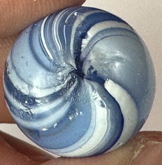 Uncommon Handmade Banded Opaque Marble, 11/16 in, 1860-1920, Germany, S747