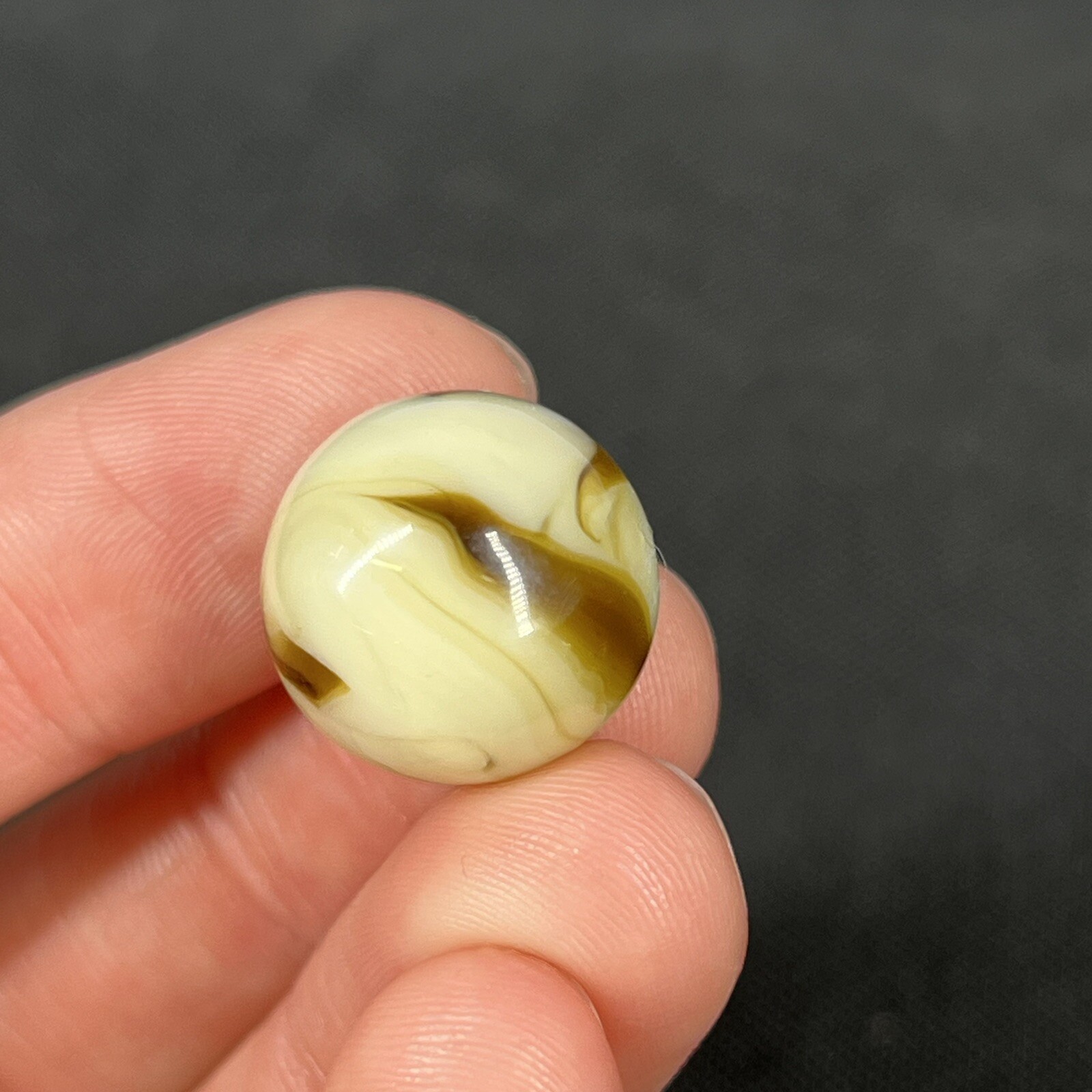 Vintage Agate Christensen Peltier Art Glass Swirl Marble .6” Creamy Honey
