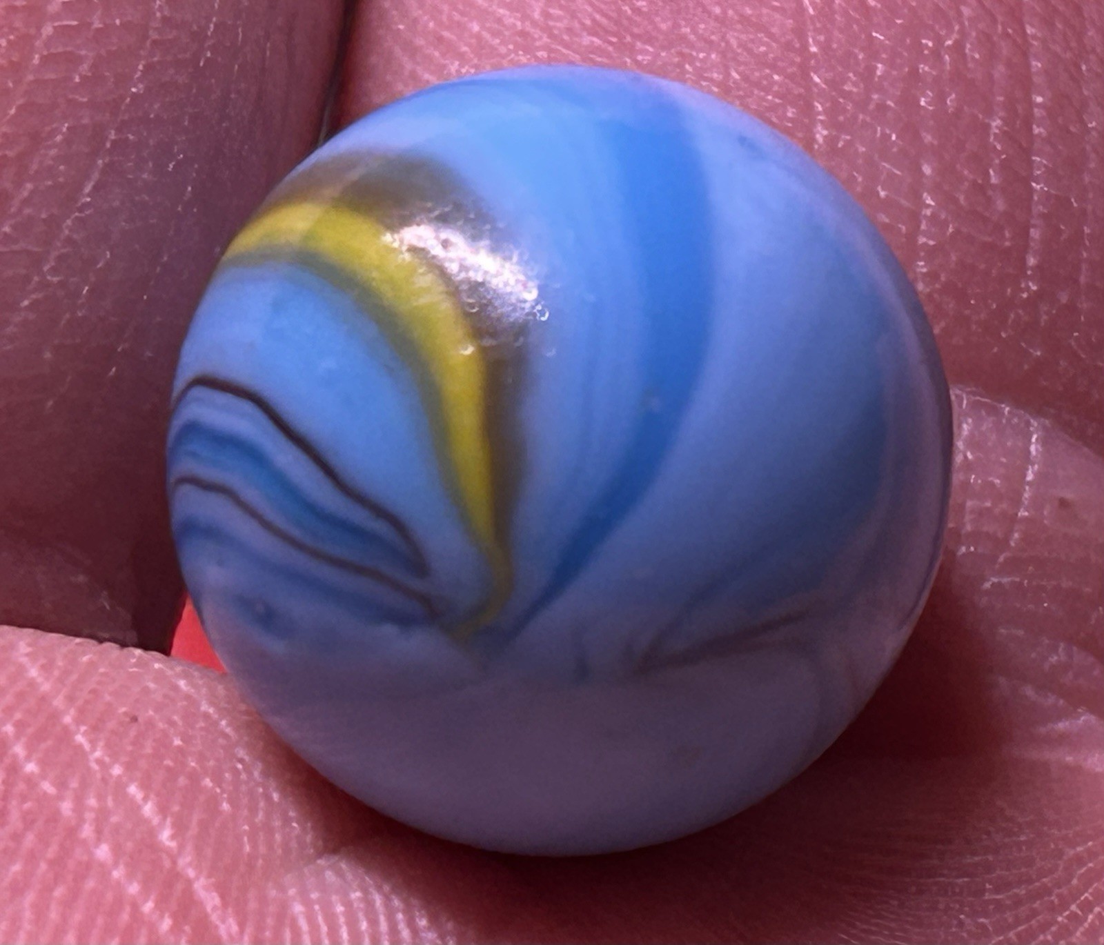Vintage Akro Agate Or Peltier Glass? 0.60″ Ribbon Swirl Multi Color Marble NM