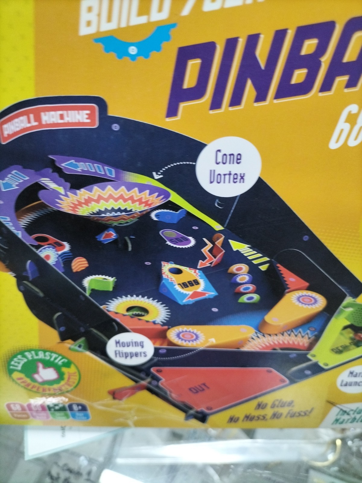 PINBALL MACHINE,’ BUILD YOUR OWN’ – CARDBOARD TOY 68 PIECE NO GLUE NO FUSS! .