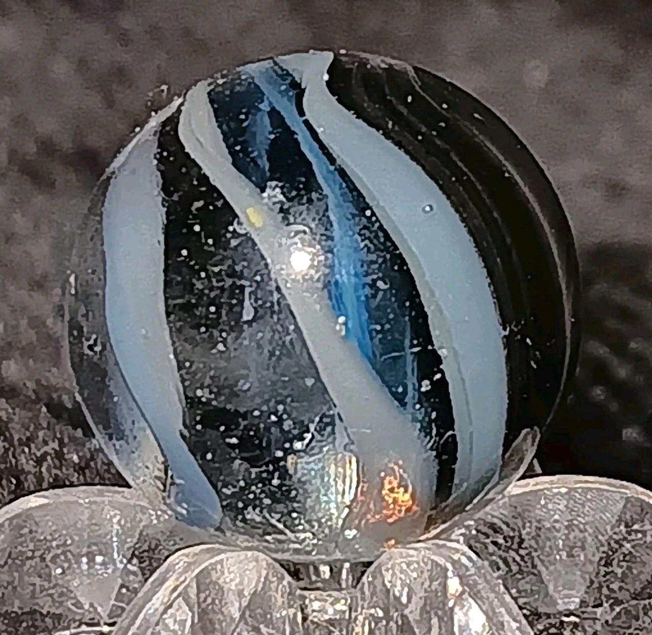 Vintage Vitro Agate Hybrid Cat’s Eye Marble. SIX FINGER. .60″ Nm Unique Example