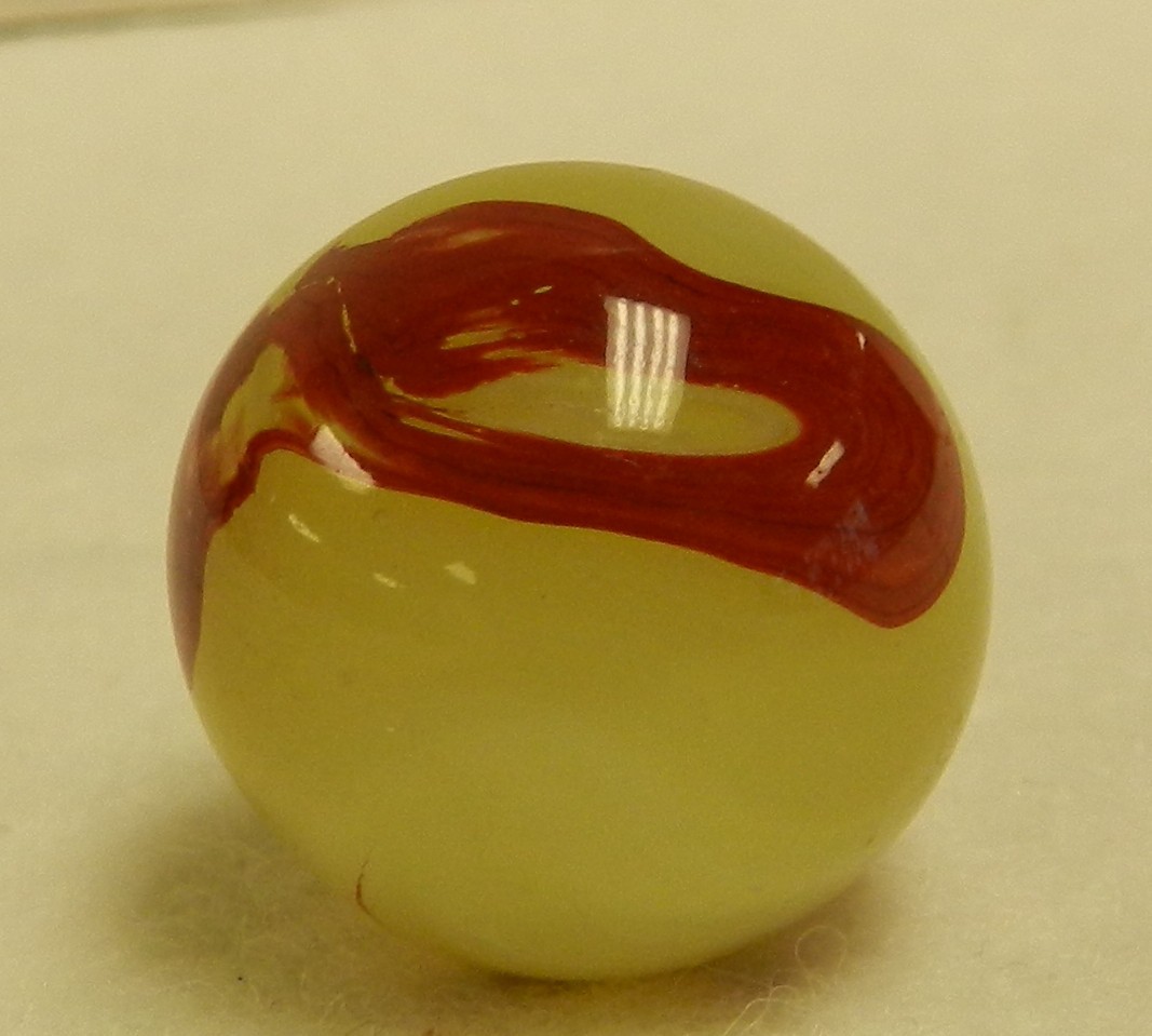 #20321m Large .75 In Vintage Akro Agate Lemonade Oxblood Shooter Marble NM