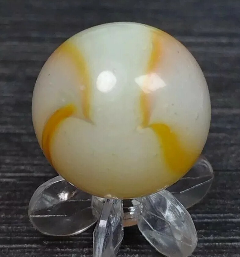 Orange DBL Ribbon Patch PELTIER or Kokomo Glass Vintage MARBLE .63″ PLAYED VG+-