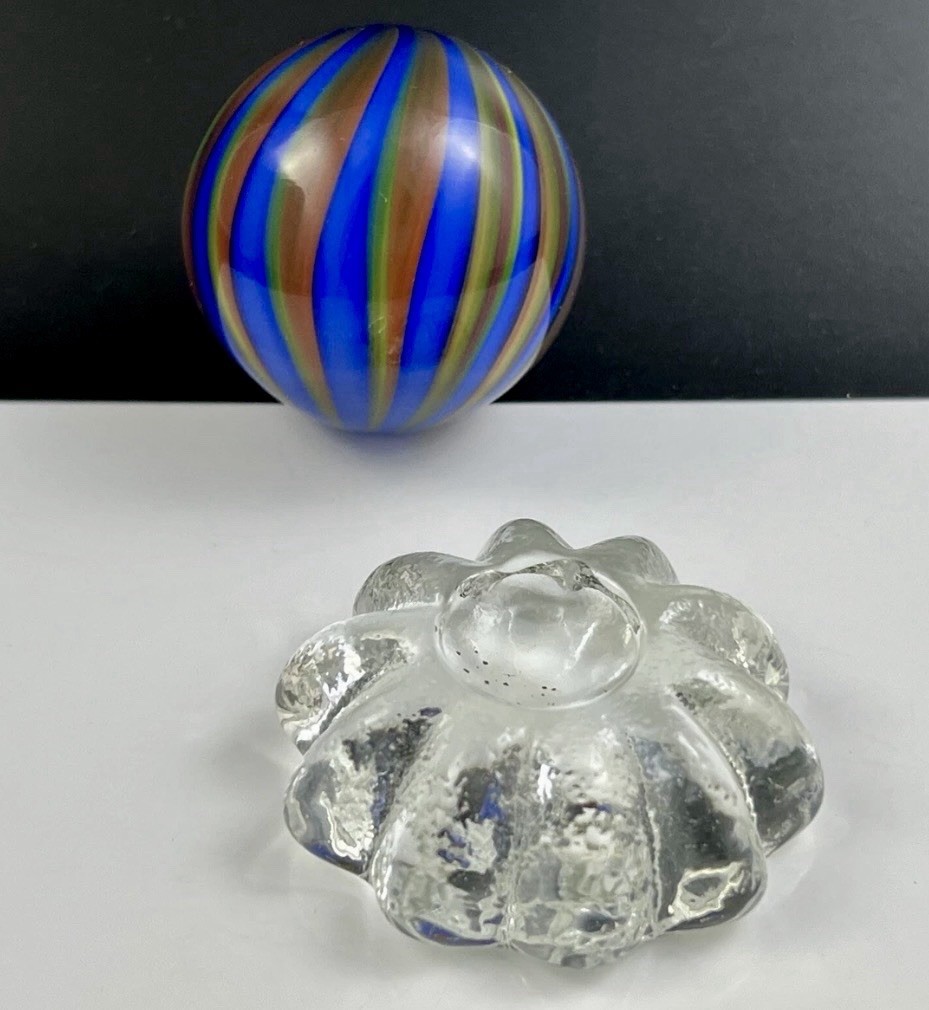 Hand Blown 2005 Art Glass 50mm Ribbon Swirl MARBLE – Signed