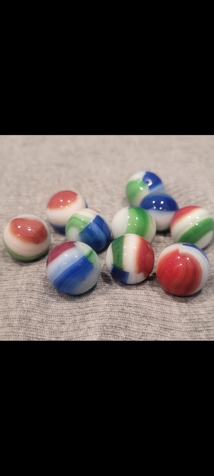 10 Vintage Marble King Rainbow Marbles. Multi-colored. 5/8. Near Mint Condition