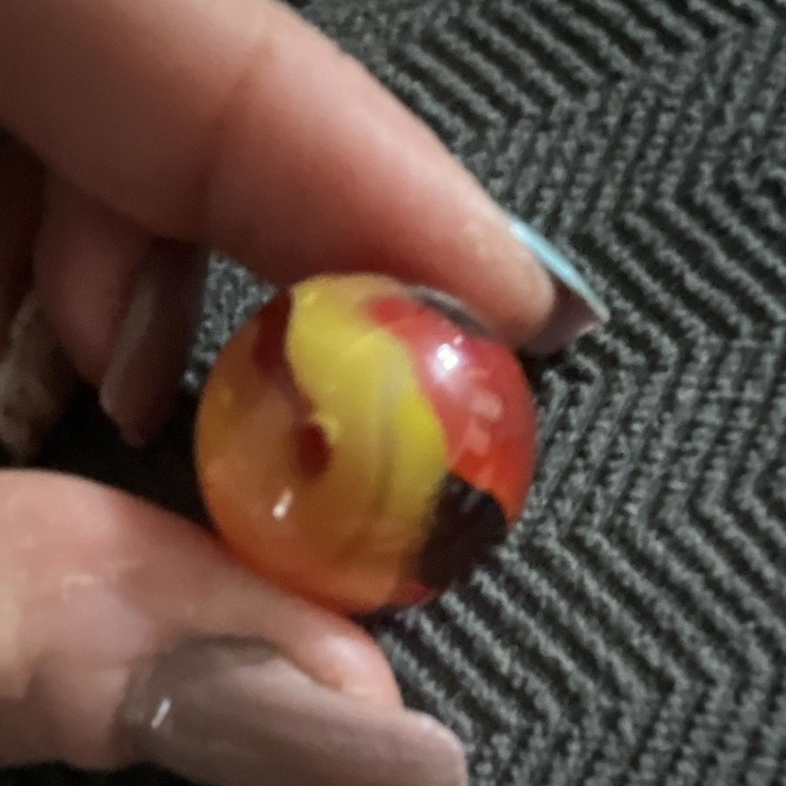 Red Yellow Orange Swirl Glass Toy Marble, Machine Made, Age 4-7 to 17+