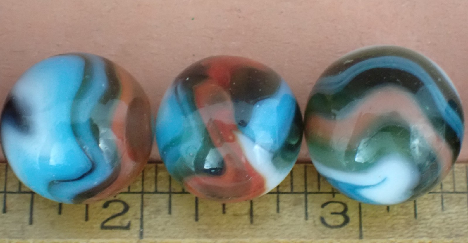 Group of 8 Vintage Peltier Glass MCS Marbles Estate Find Multi-Colored Swirls #6