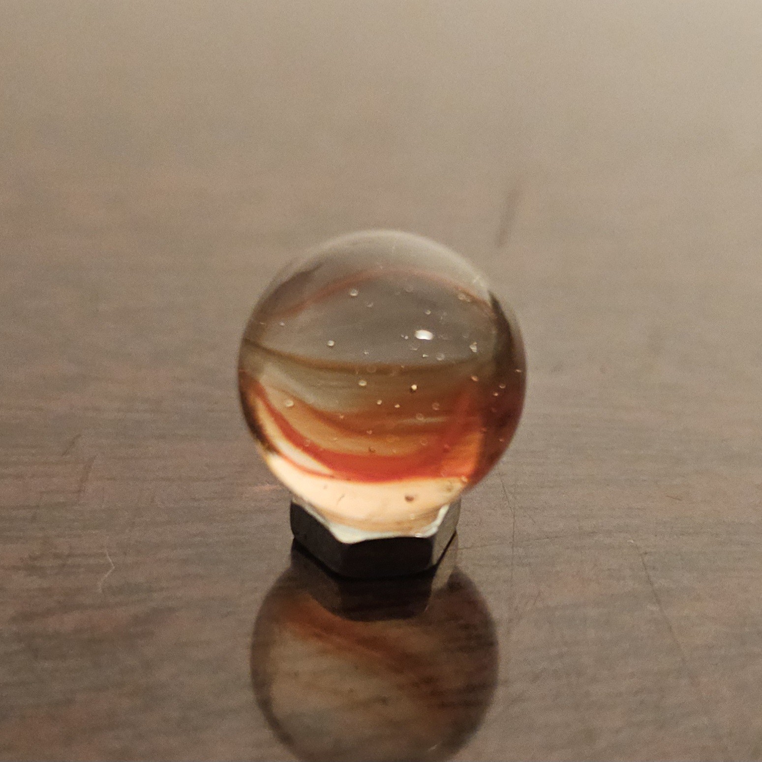 Vintage Vacor Red Spaghetti Ribbon .593″ Glass Marble