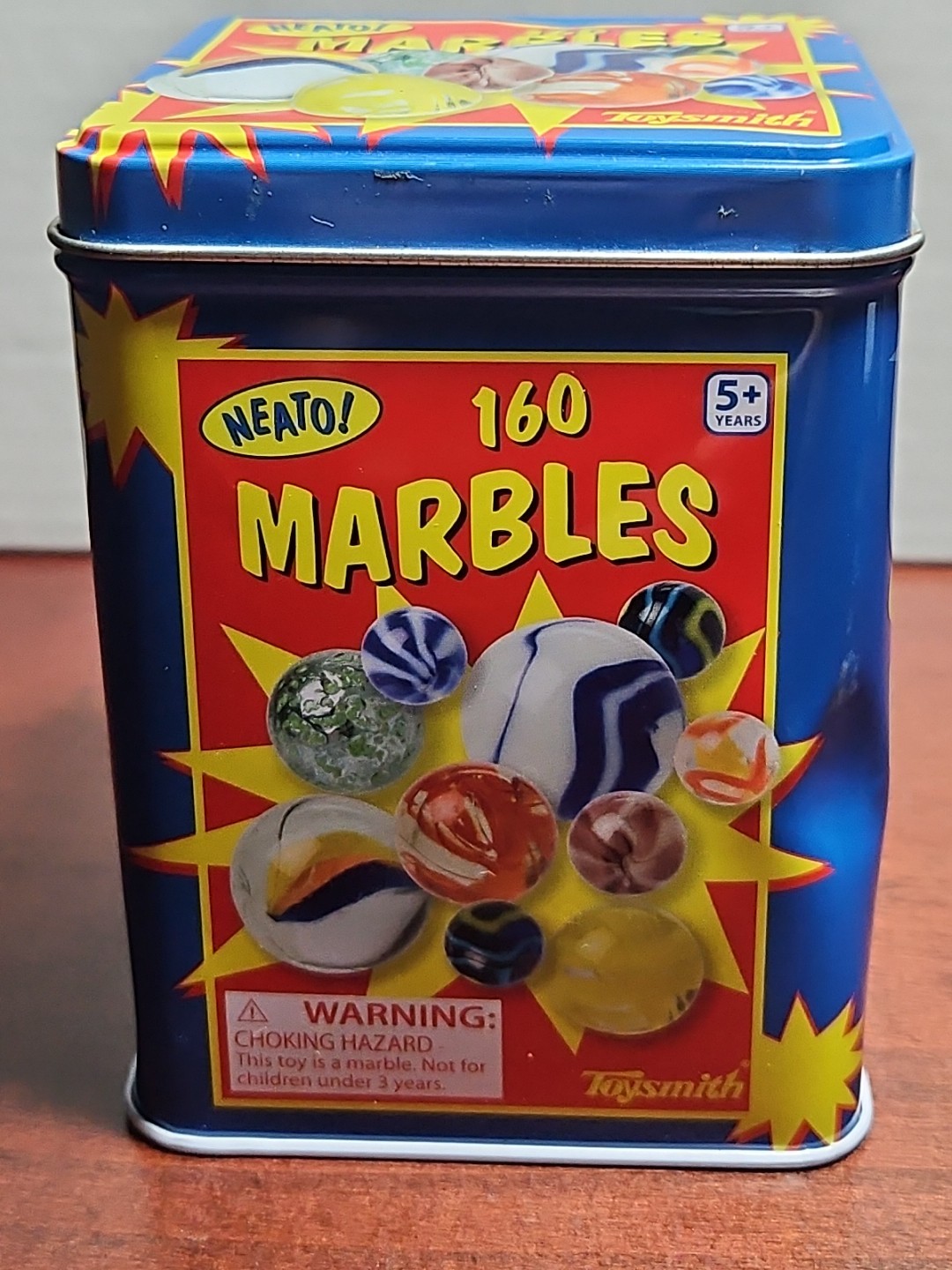 Toysmith Neato! 160 Glass Marbles in Retro Tin – Estate Find, Nostalgia Gift