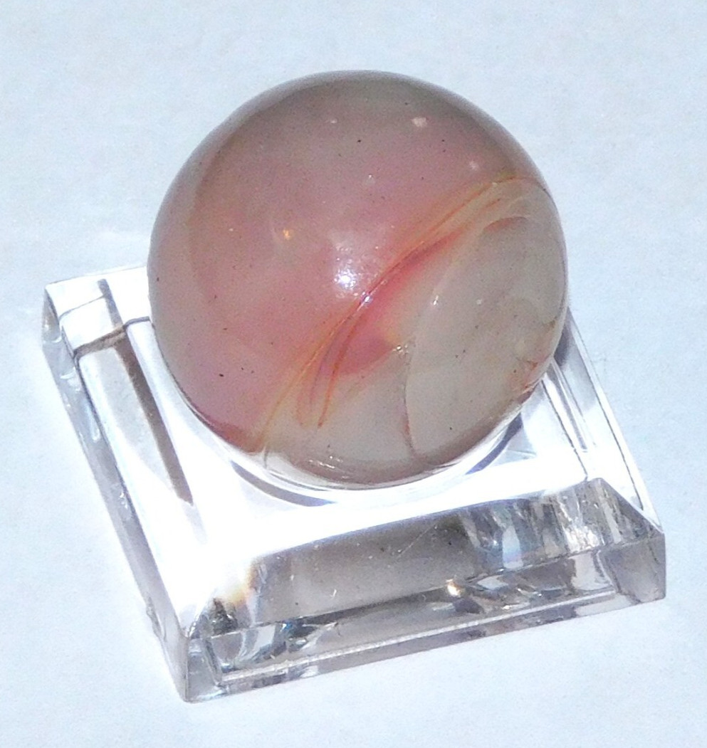 Vintage Glass Marble Large Red Black Grey Oxblood Melted ‘9 & Tail’ 0.73″ #0-130