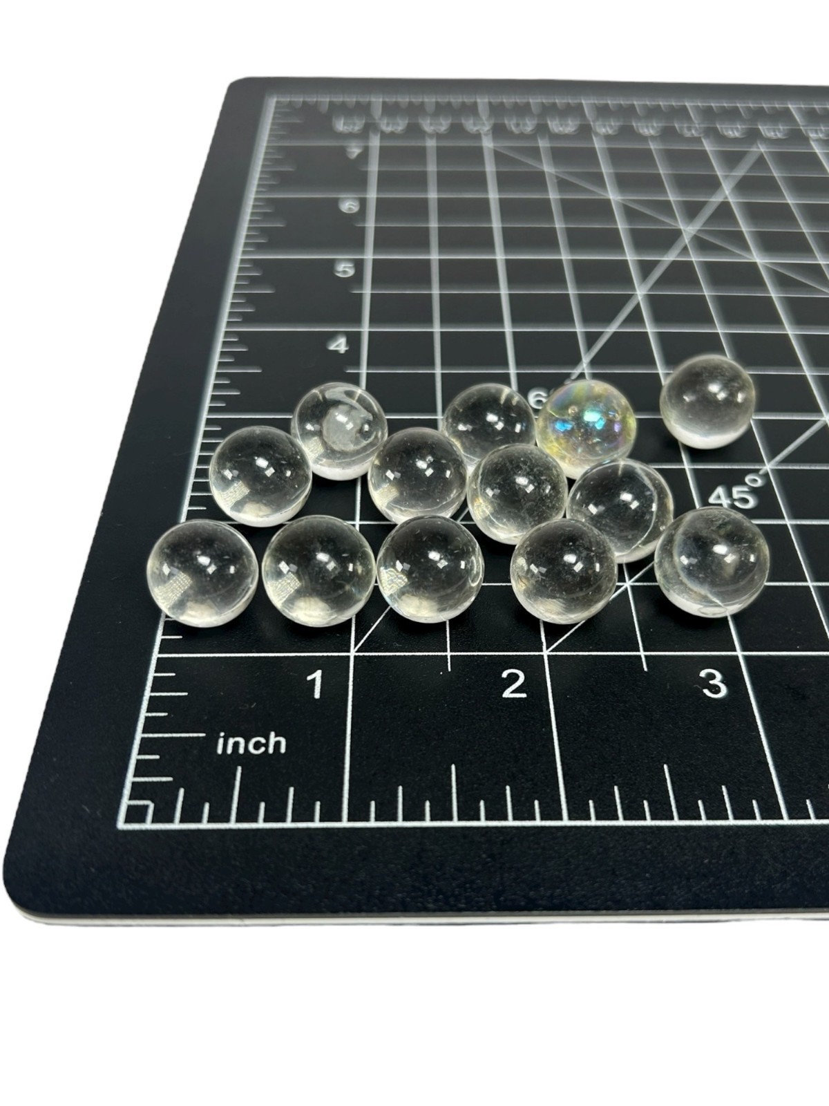 Vintage Player Marbles .59in Lot of 13 Clear Iridescent Transparent Collectible