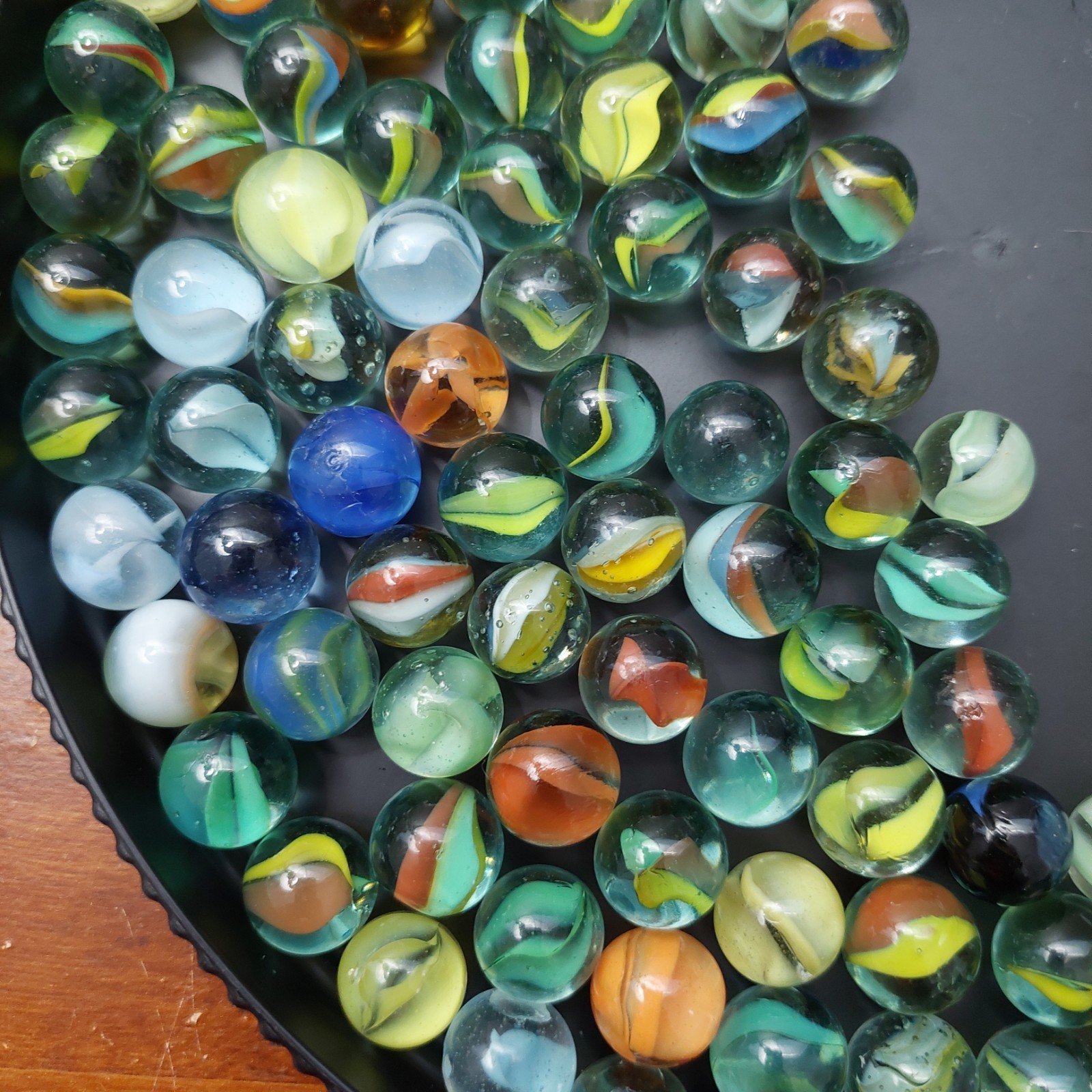 Lot 150 Vintage Glass Marbles Swirl Cats Eye Shooter Mixed Colors