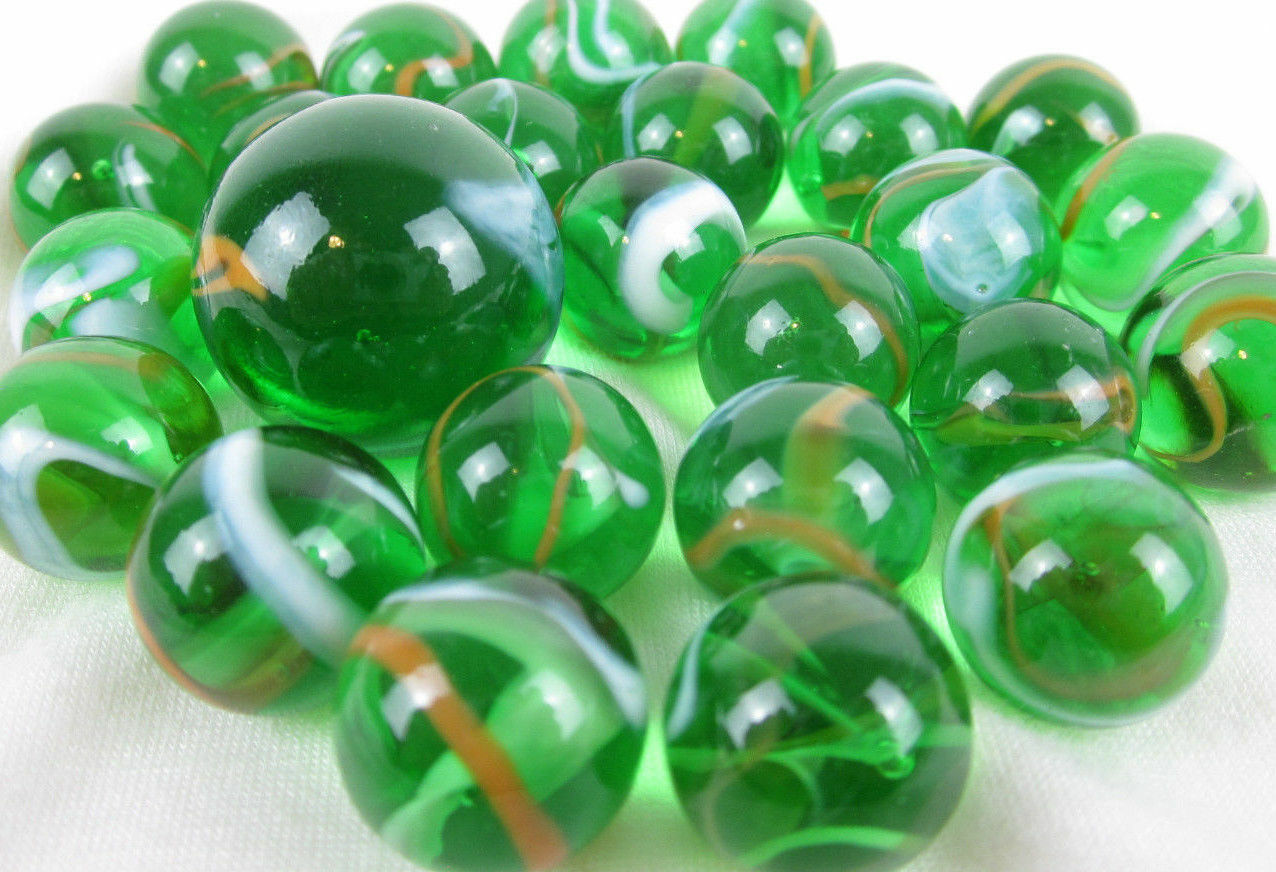 50 Piece Marbles Glass Vintage Mesh Bulk Classic Green Translucent Vase Filler