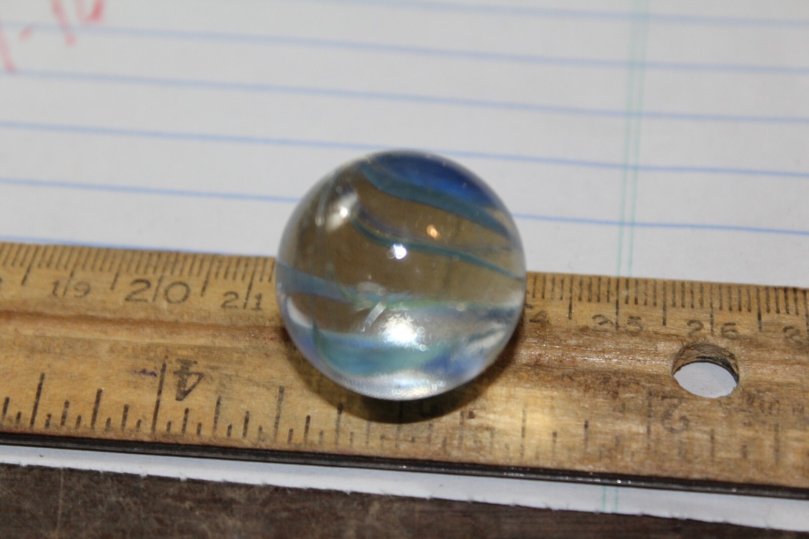 Vintage Machine Made 1″ Shooter Marble Caged Blue Strands