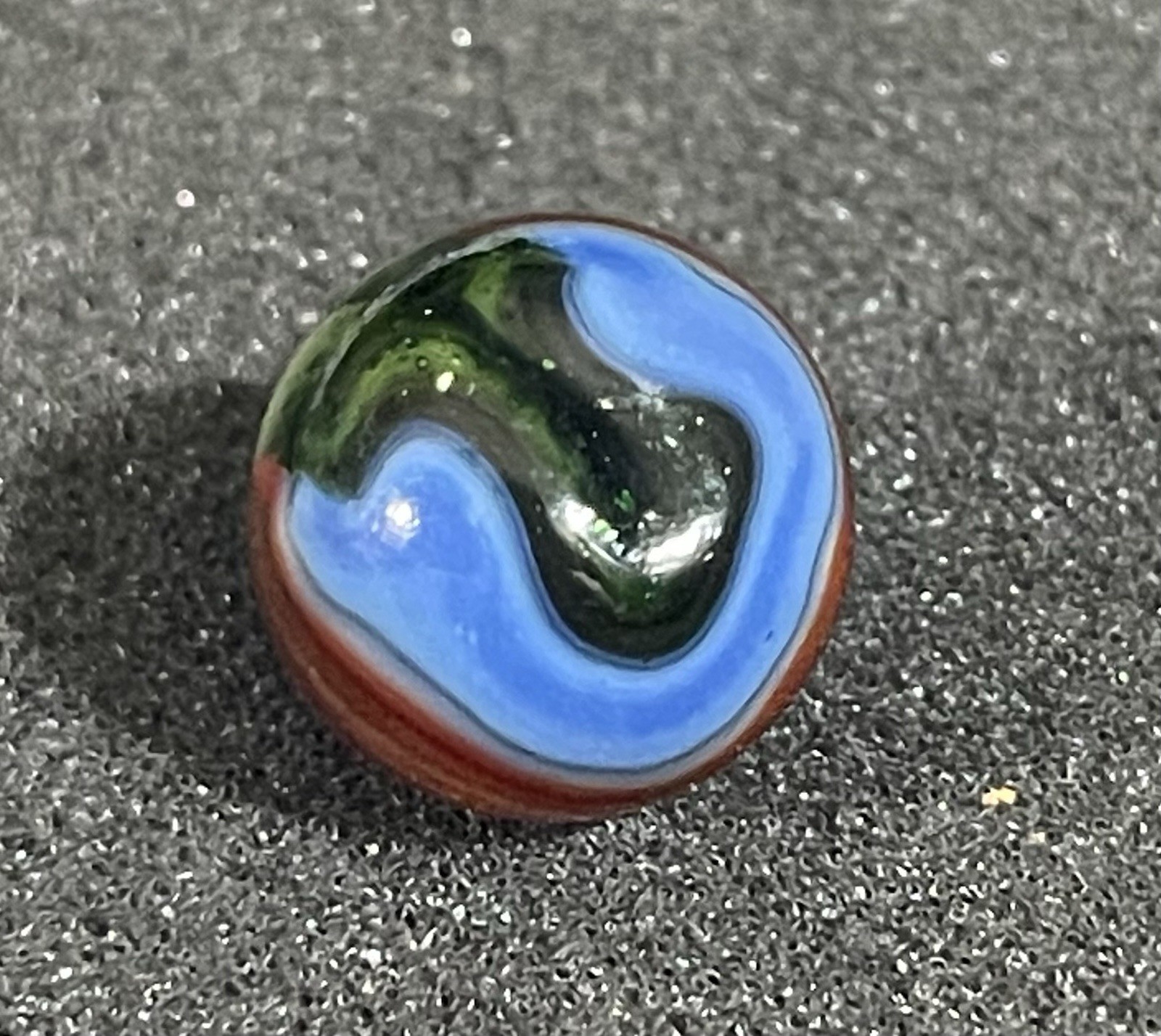 JABO Joker 11/16” Shooter Marble – Rust Brown Blue Heavy Aventurine..TM1464