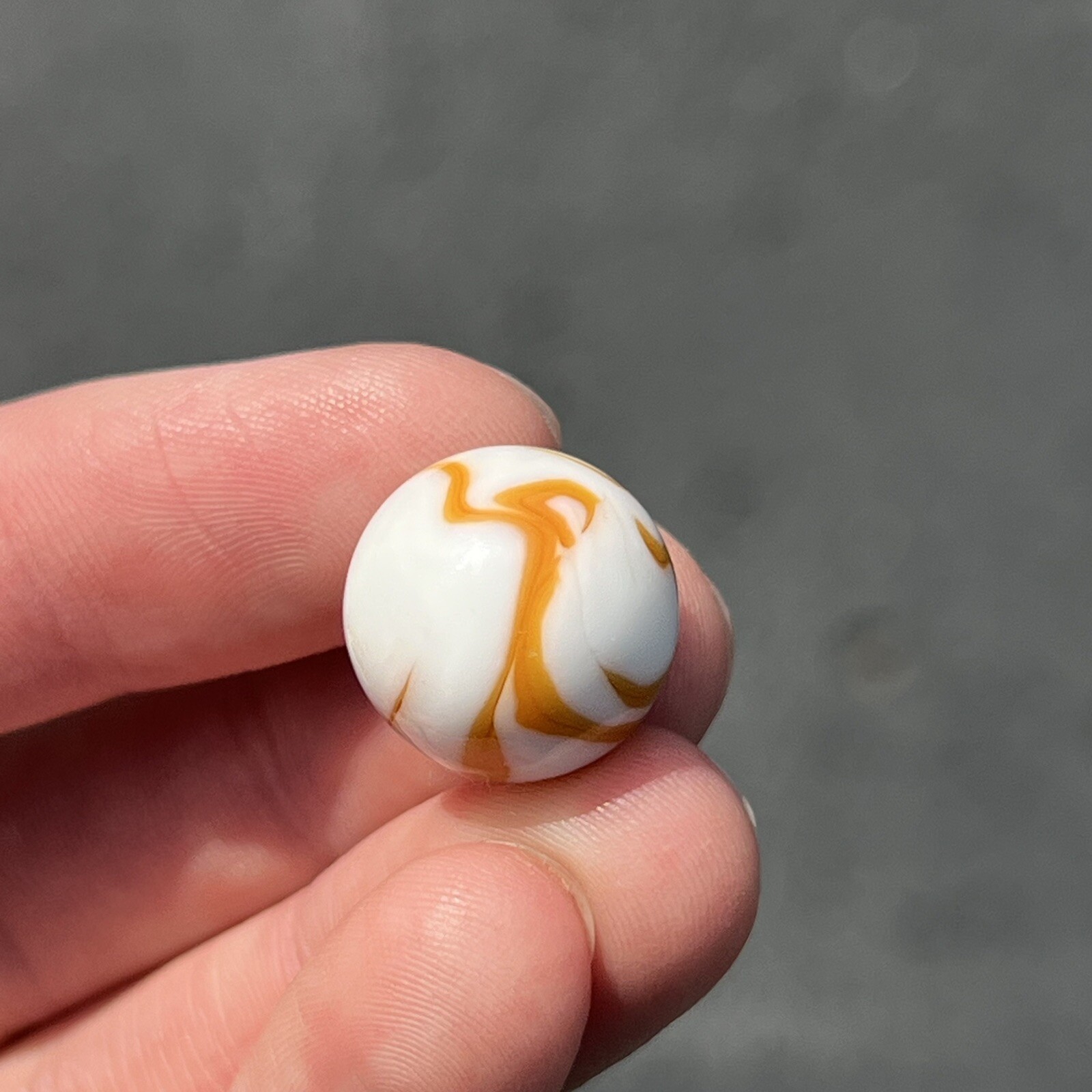 Vintage Akro Agate Peltier Pastel Swirl Glass Marble .6” Orange White