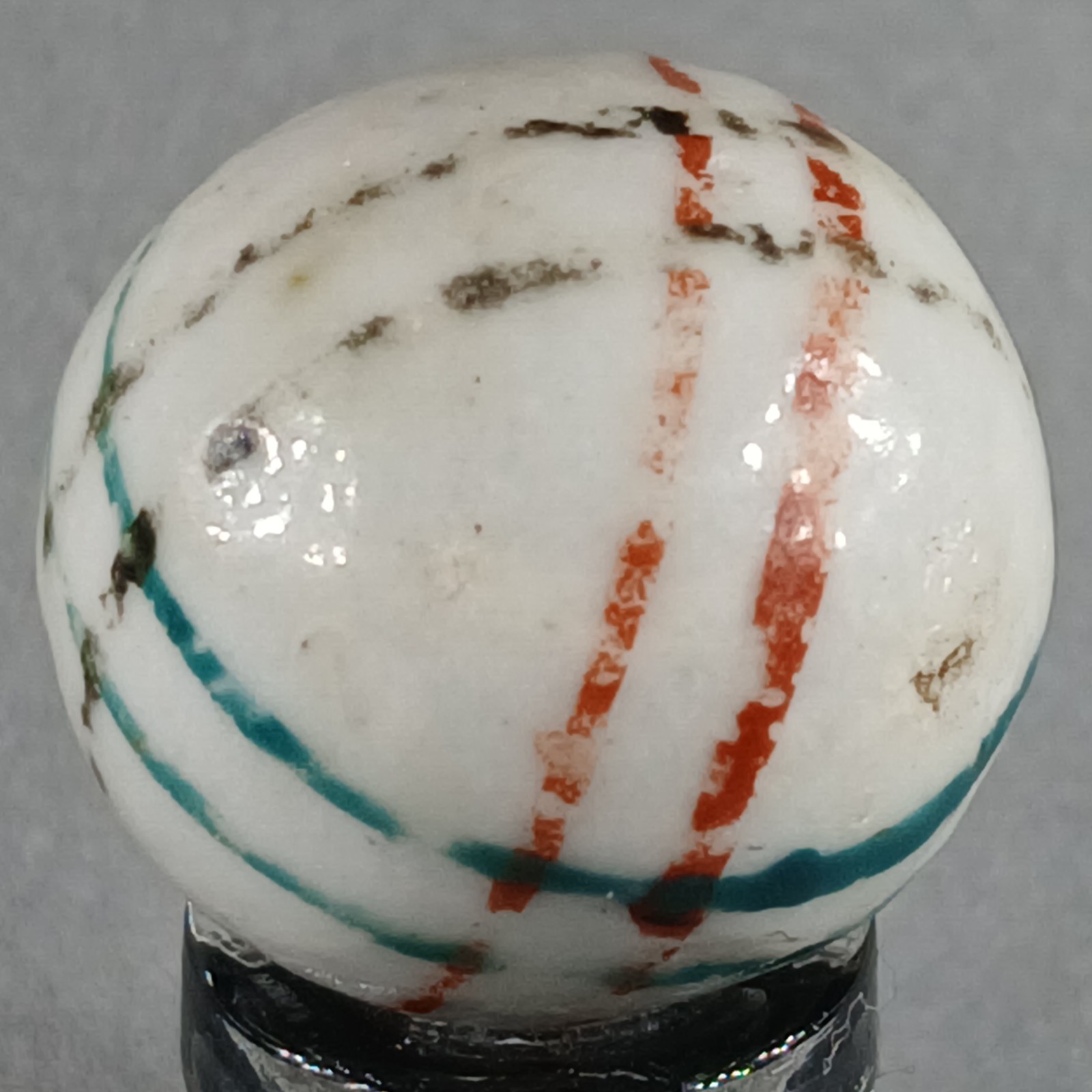 Vintage German Handmade China Glazed Lined Marble .67 Inches NM Condition