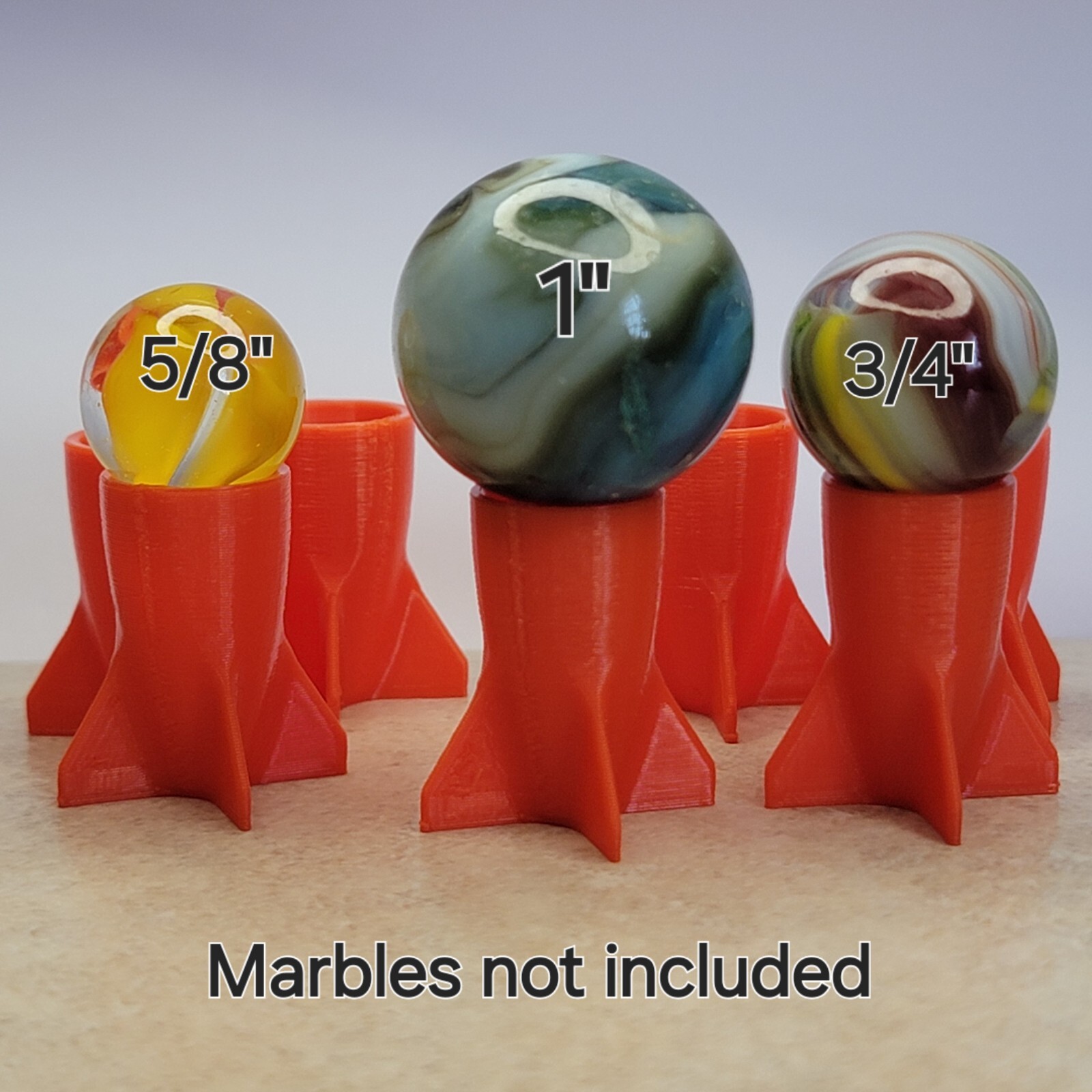 Pack of 7 Orange Marble Displays for Marbles and Spheres 5/8″ to 1″ Lot # 5485