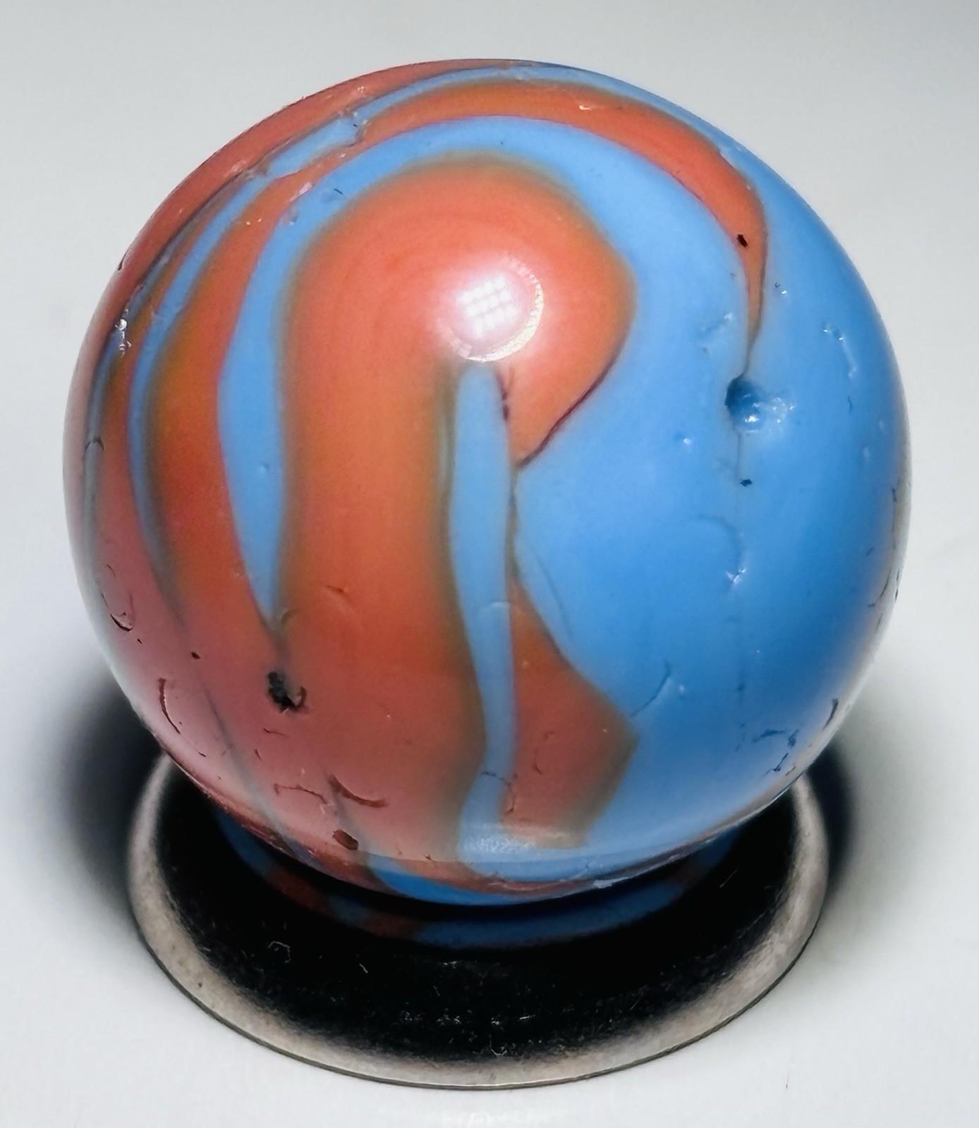 Christensen Agate Co Two Color Flame Swirl Marble.67” In Near Mint- Condition