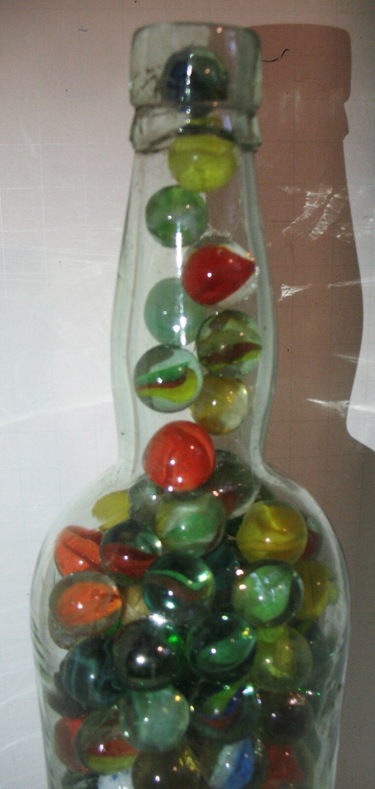Whisky Bottle of Machine Made Marbles Various Makers +Types many 5/8″ dia