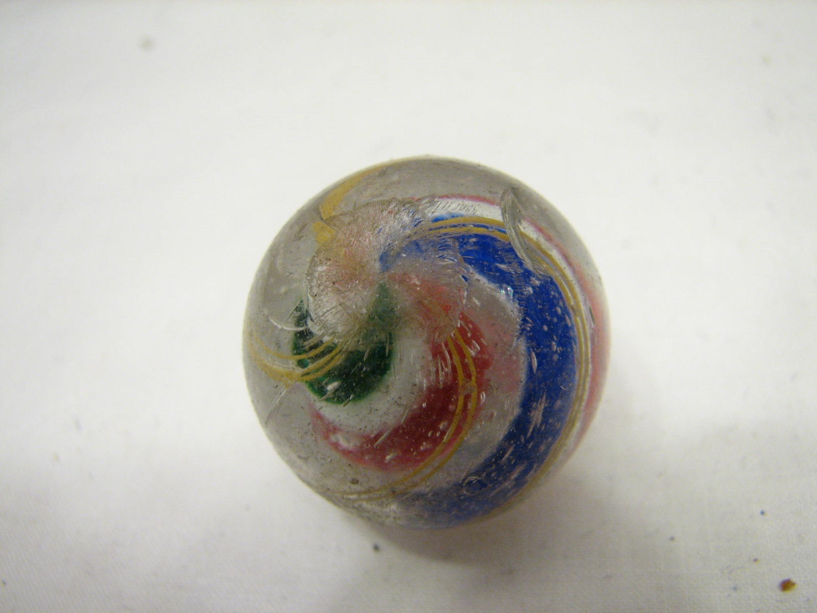 3 Lg Vintage Rainbow Latticino Caged Swirl Marble Blue Pink Green Yellow Shooter