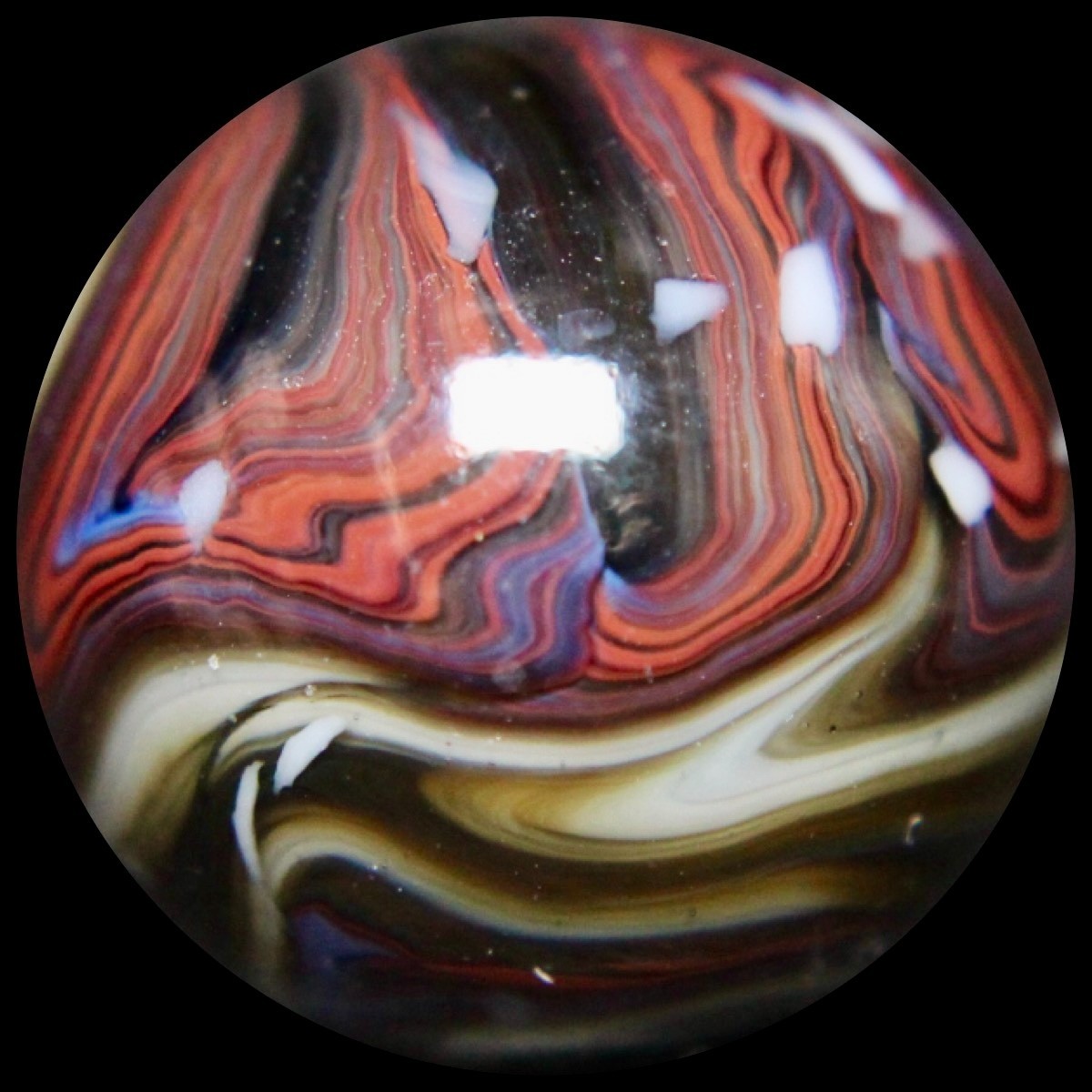 JABO Gold Medal Marble Collector Series: Big Chocolate Raspberry Guinea 0.763″