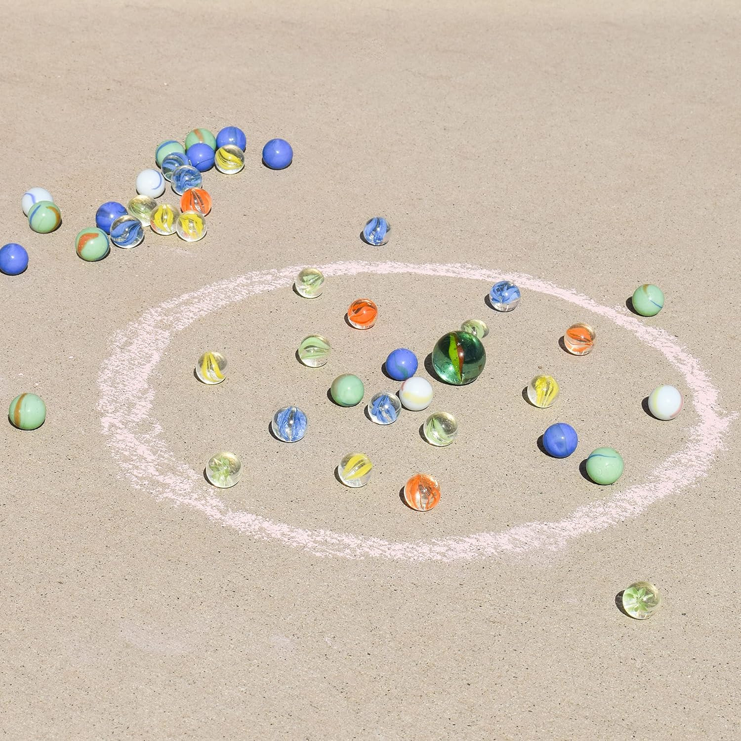 TOYMENDOUS 50 Piece Marbles – Colorful Glass Marble for Kids Games | 49 Player M