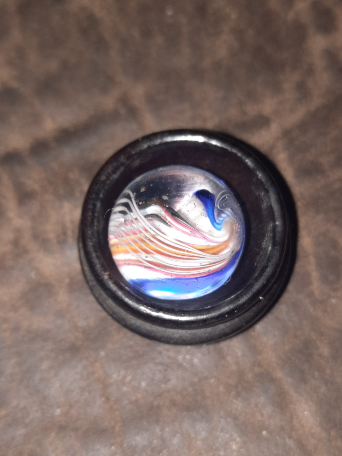 Antique German Ribbon Core Swirl Marble Vibrant Colors Approximately .650