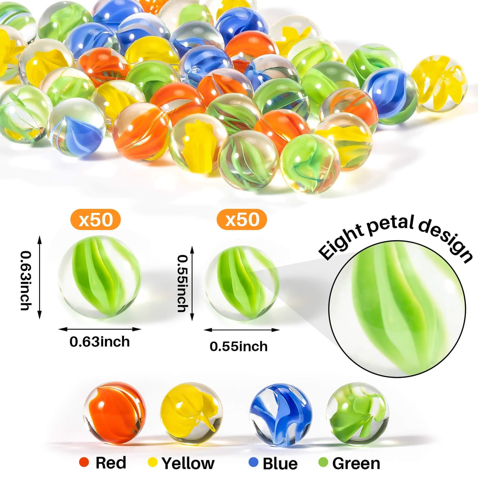 100Pcs Glass Marbles – Cat Eye Mix Colors or Marble Game Chinese Checkers