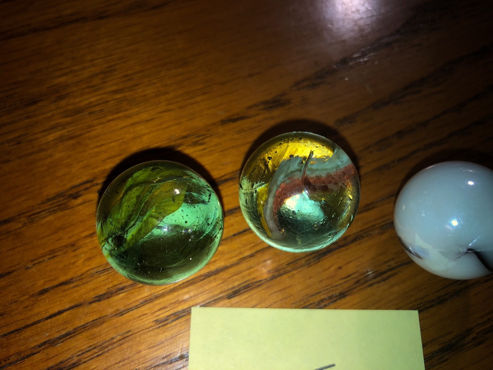 Lot of 3 Shooter Marbles, Cats Eye Pearl Opaque Metallic Swirl (E)