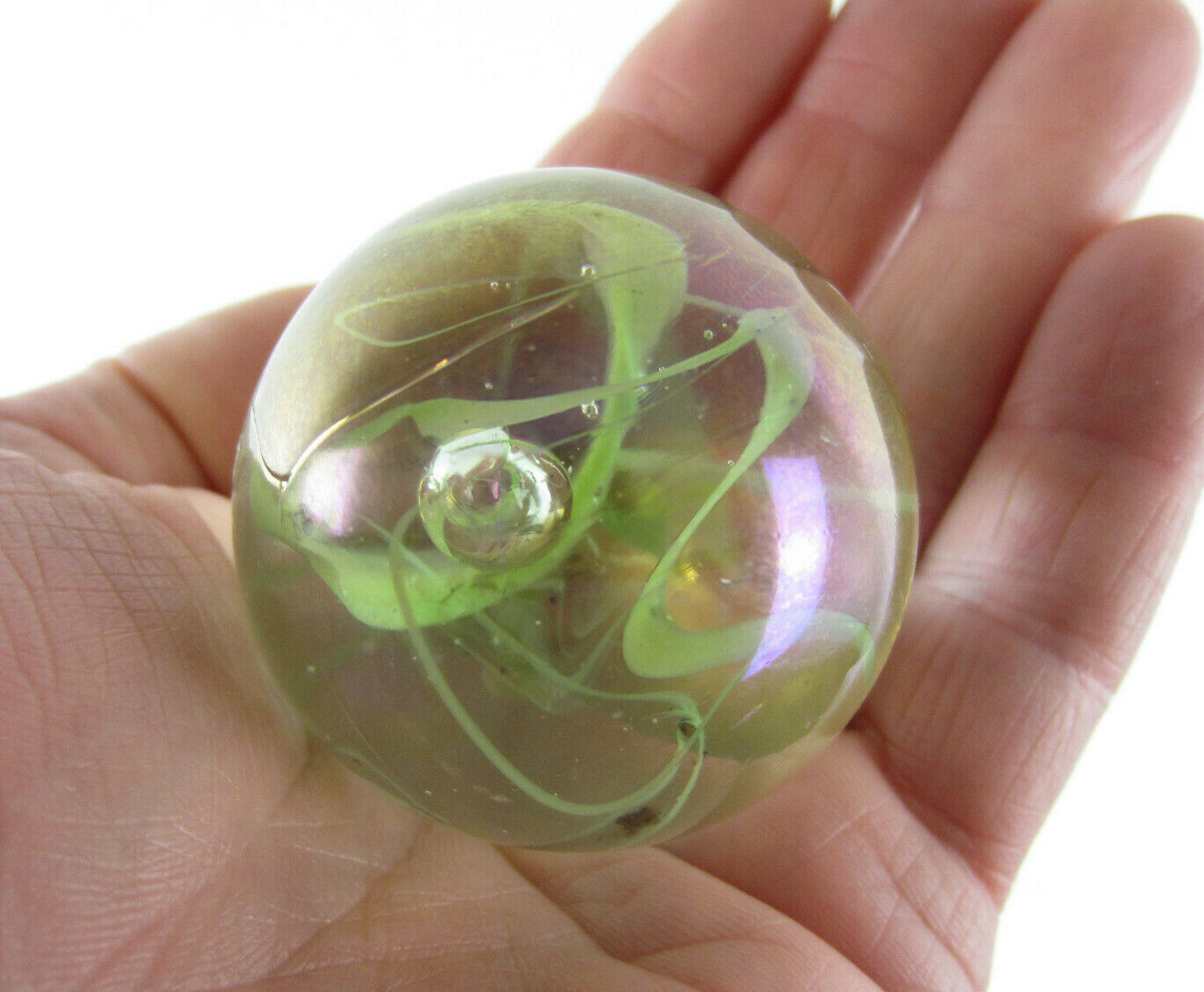 TOE BREAKER 50mm (2″) GREEN SPAGHETTI Wire Pull Confetti Marbles glass ball HUGE