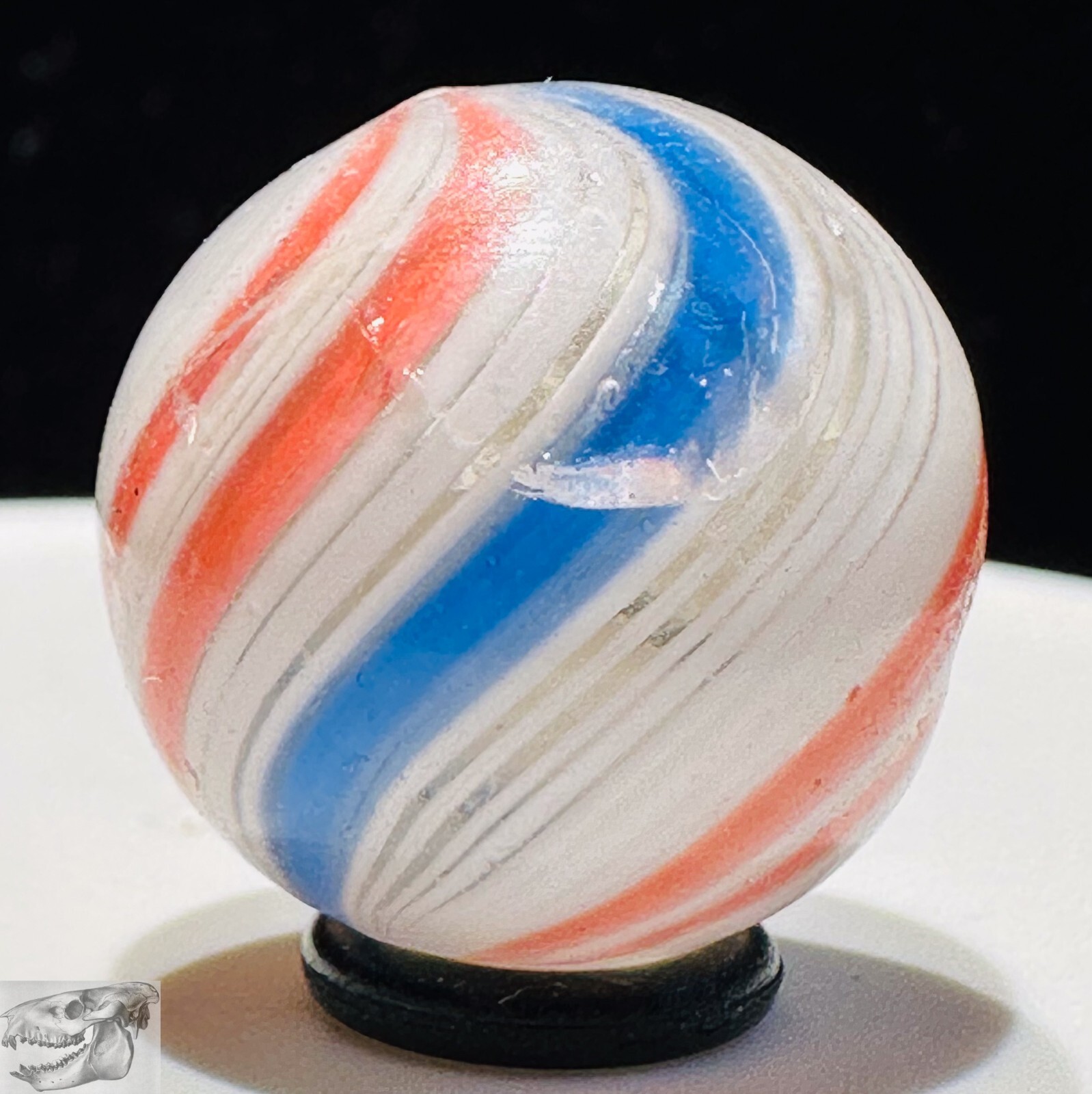 Handmade Peppermint Swirl Marble, 11/16 in, Near Mint, Germany, 1860-1920, S840