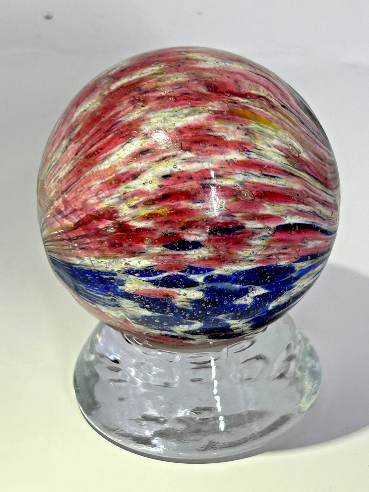 Antique German Handmade 4 Panel “flame” Onionskin Marble 1-25/32″ Mint E3.23