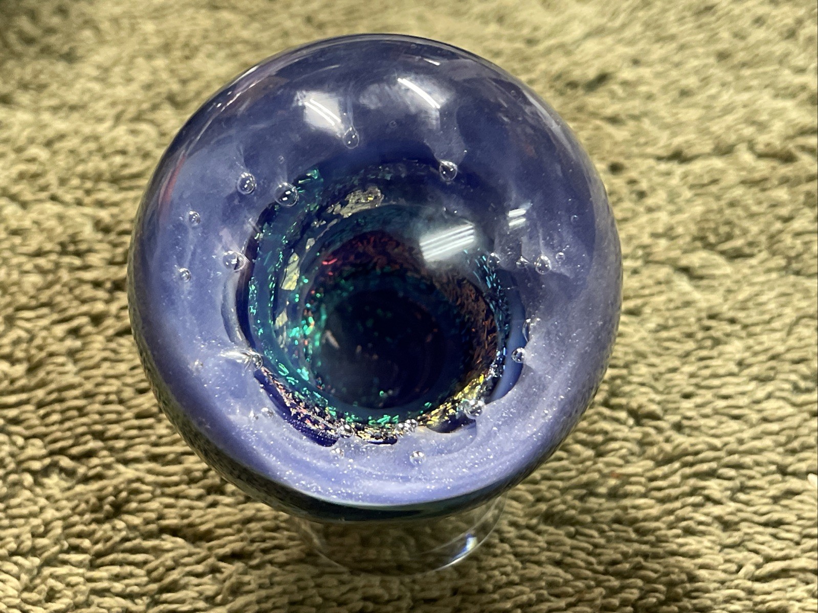 Large Vortex Dichroic Art Glass Marble 1.8” Signed Tim Mazet