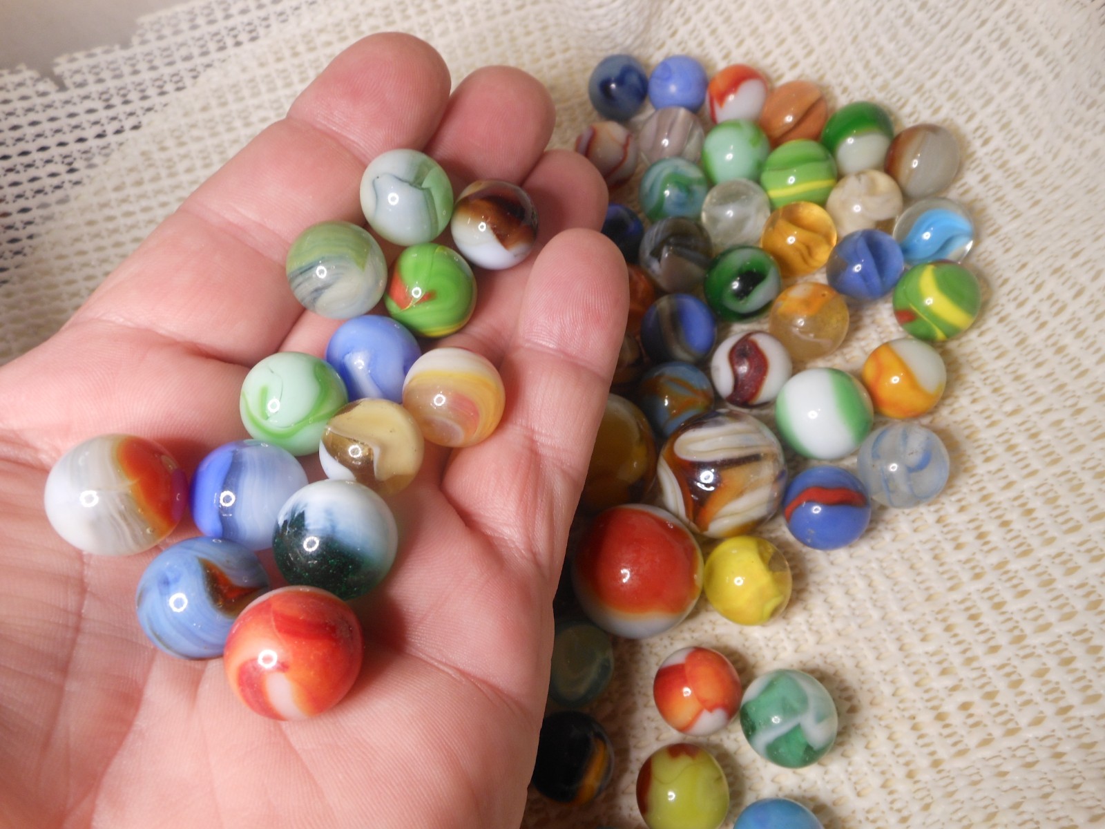 69 Variety Vintage Marbles Collectible Size Make Color Swirl Mix rare SEE VIDEO