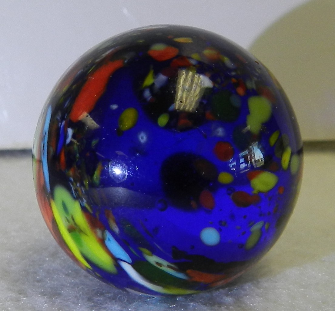 #19963m Guinea Like Handmade Contemporary Keith Baker Marble Cobalt Base Glass