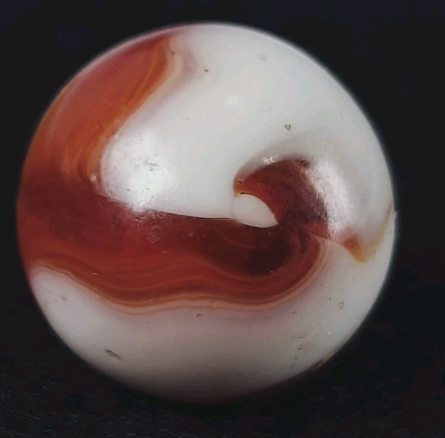 Vintage Marble – 5/8″ White Red West Virginia Swirl Alley