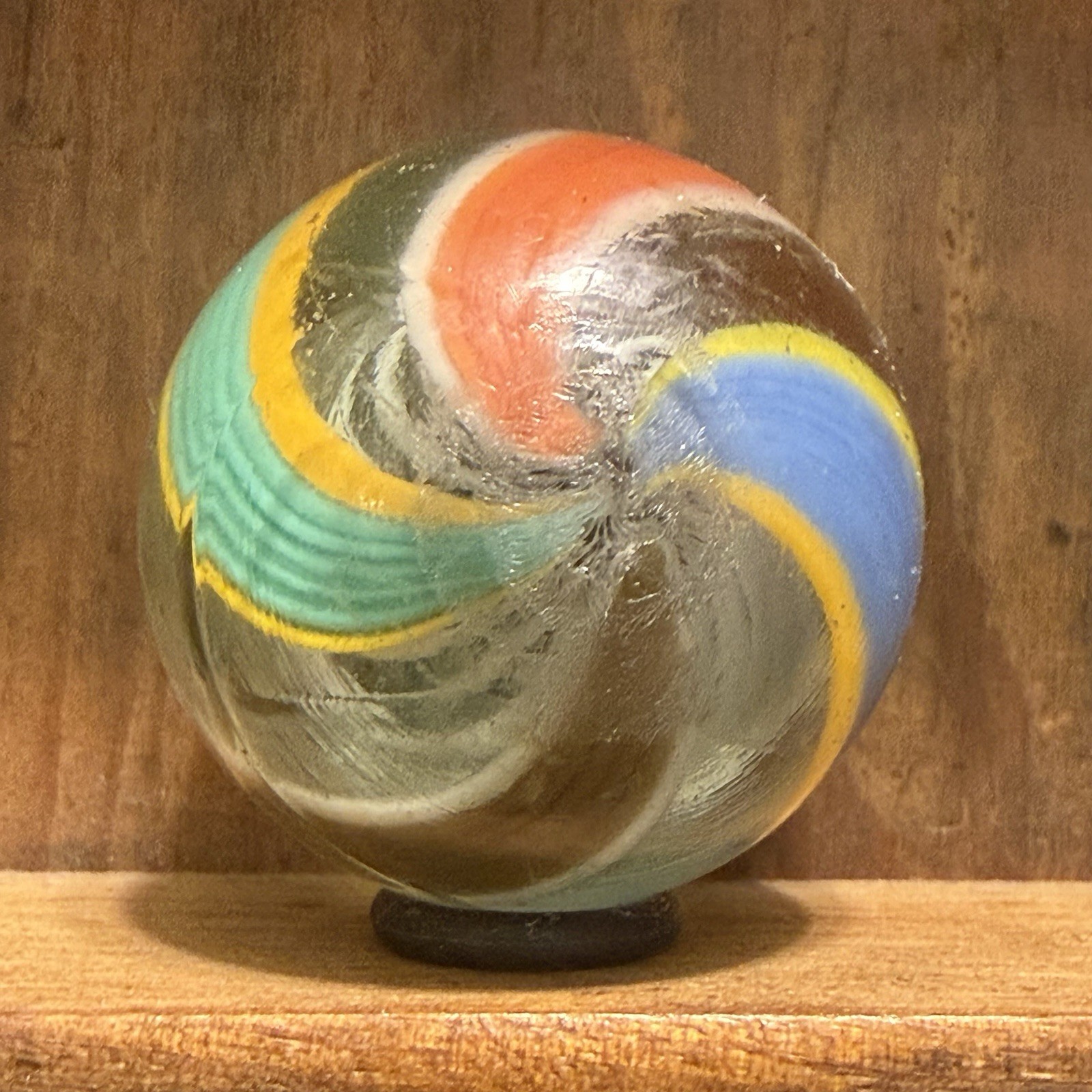 Antique German Handmade Latticinio Swirl Marble 1-3/16” Near Mint | 318