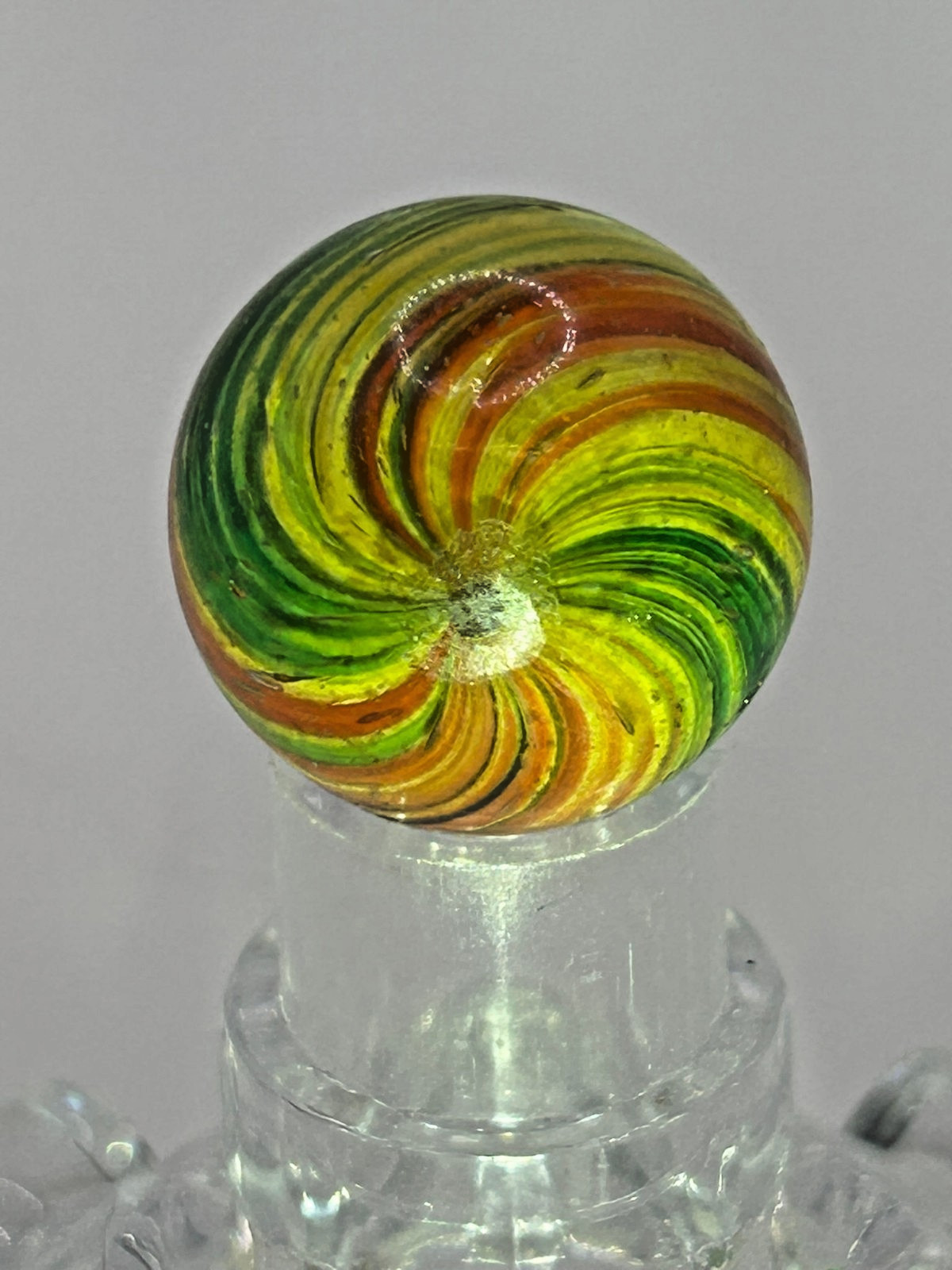 Antique German Handmade Joseph’s Coat Swirl Marble 53/64″ Mint O21