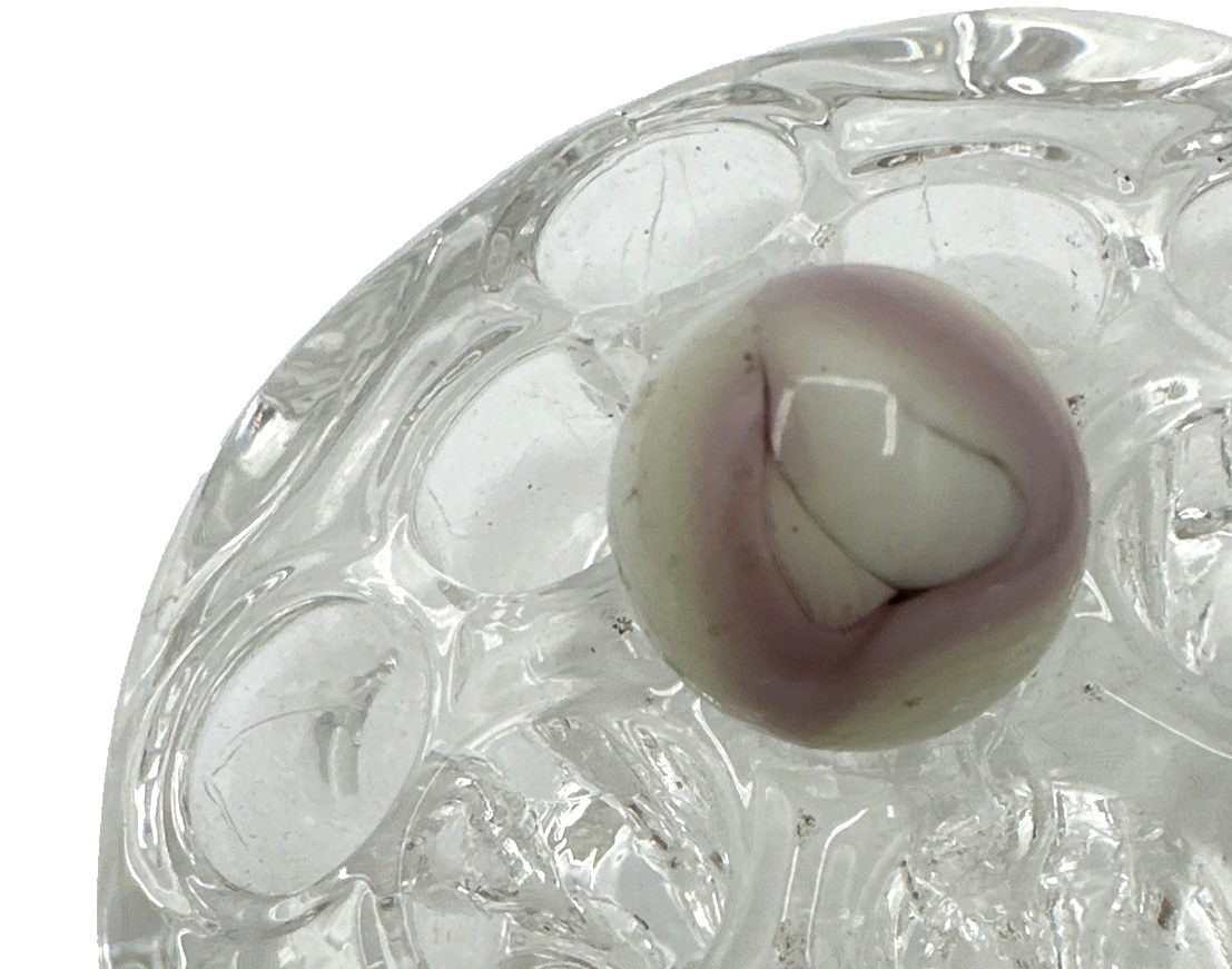 Christensen Swirl 21/32″ Near Mint Marble Opaque White with Purple Swirls Veins