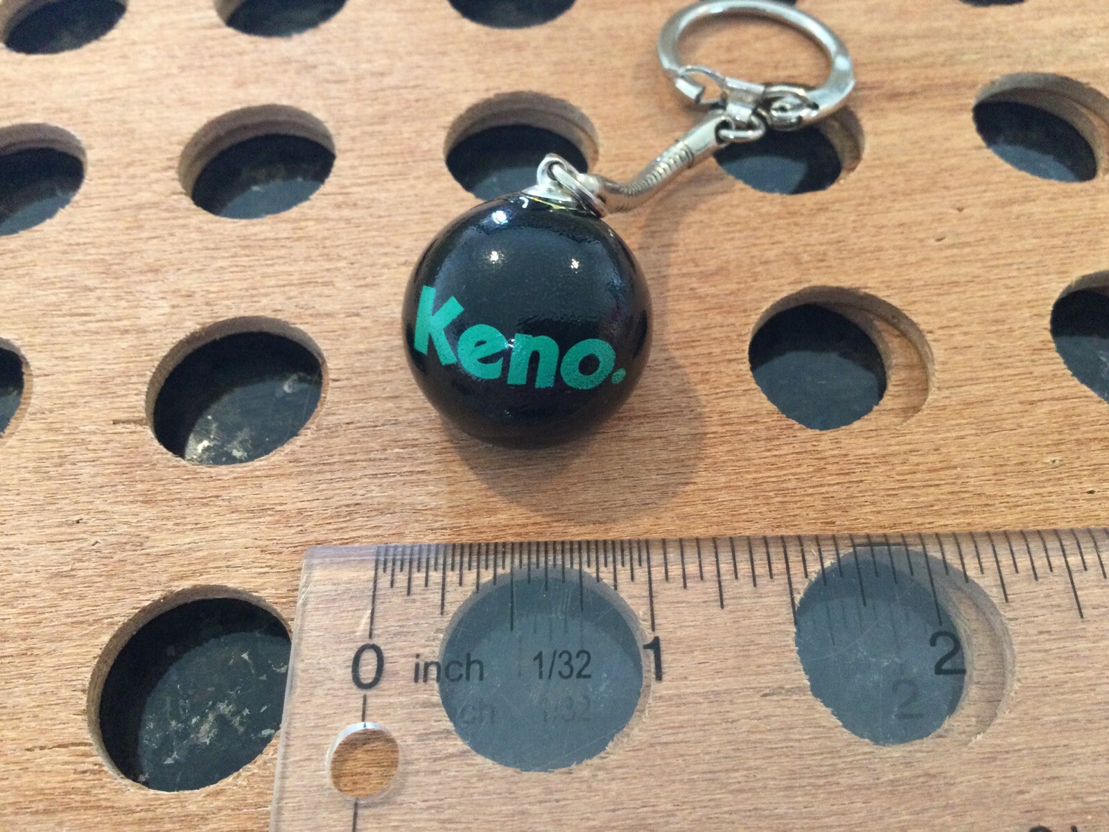 Vintage | “Keno” | Green Print on Black Marble Keychain
