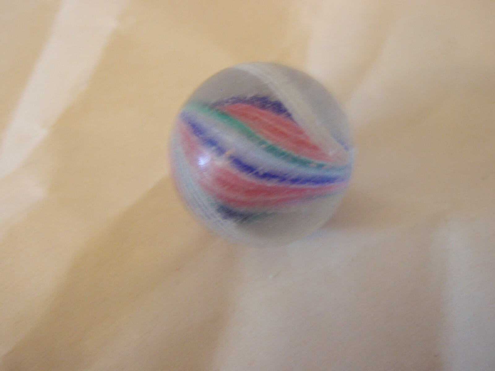 Handmade German Marble Multi Color Divided Ribbon Core Swirl Marble 0.748”