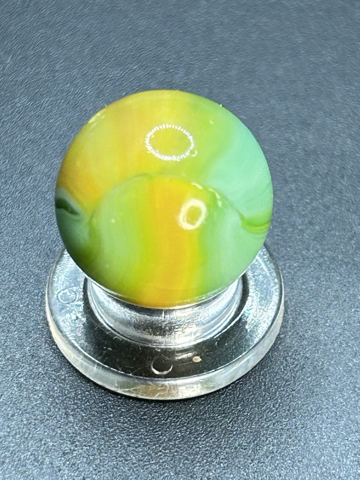 Vintage Peltier National Line Rainbo Lemon/Lime Marble 0.629”