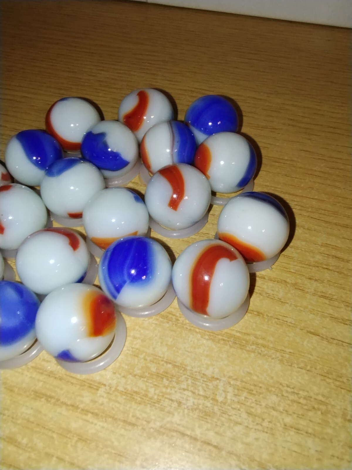 Patriotic (Red White Blue) Liberty Marbles Florescent UV Reactive Uranium Glass